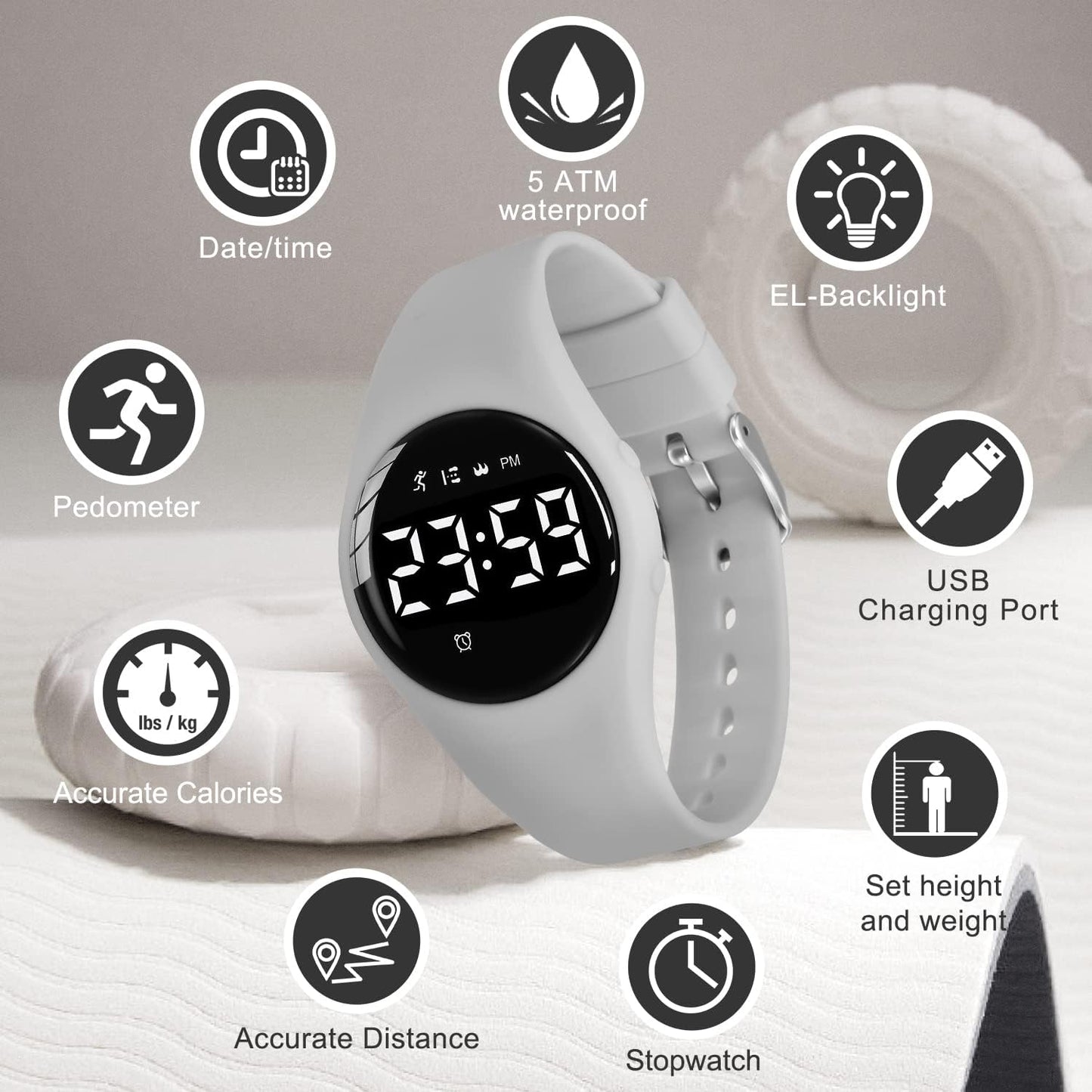 Kids Watches for Girls Boys Digital Sport Watch with Step Counter Pedometer Vibration Alarm Clock, No App Waterproof Fitness Tracker Kids Watch Boys Girls Teens Students Ages 5-16