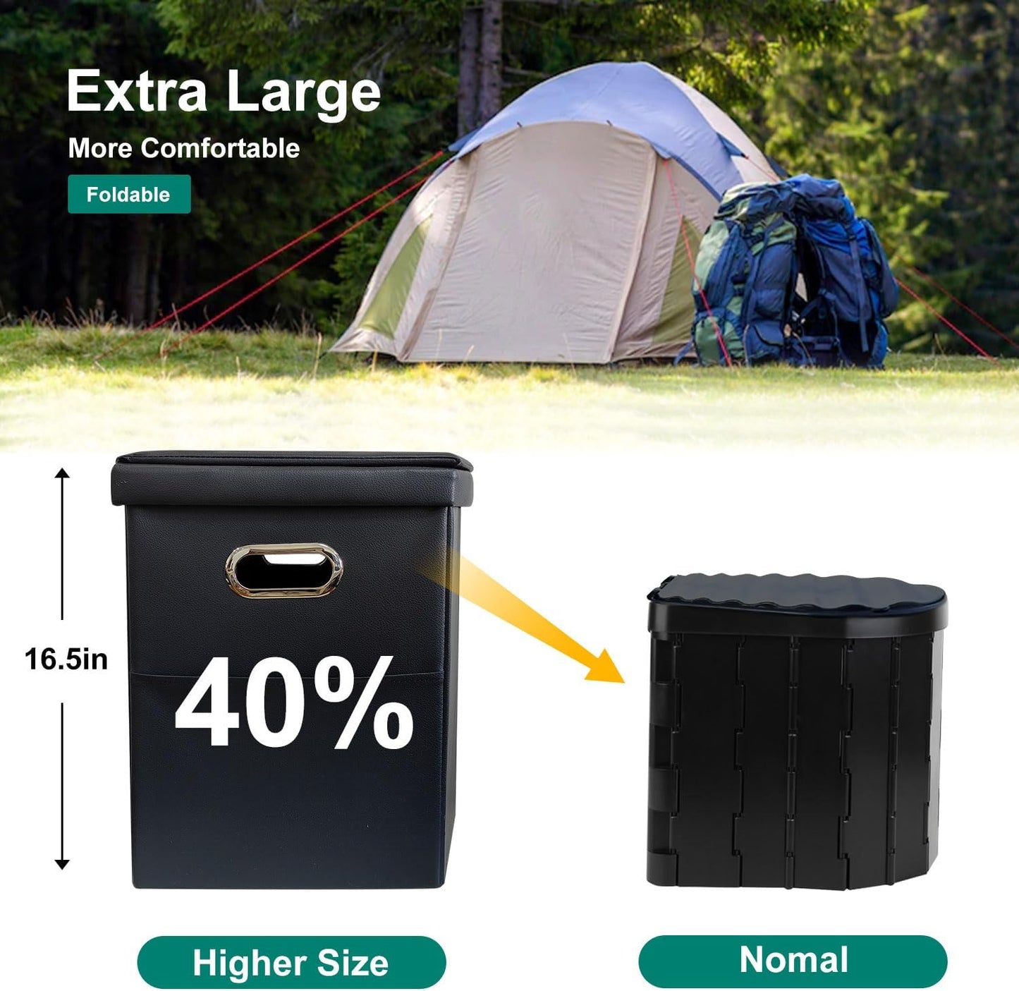 Upgrade XL Portable Toilet for Adults, Extra Large Portable Travel Floding Toilet, Camping Tall Toilets with Lid for Adults and Kids Compact Potty for Car,Hiking,Beach and Camping