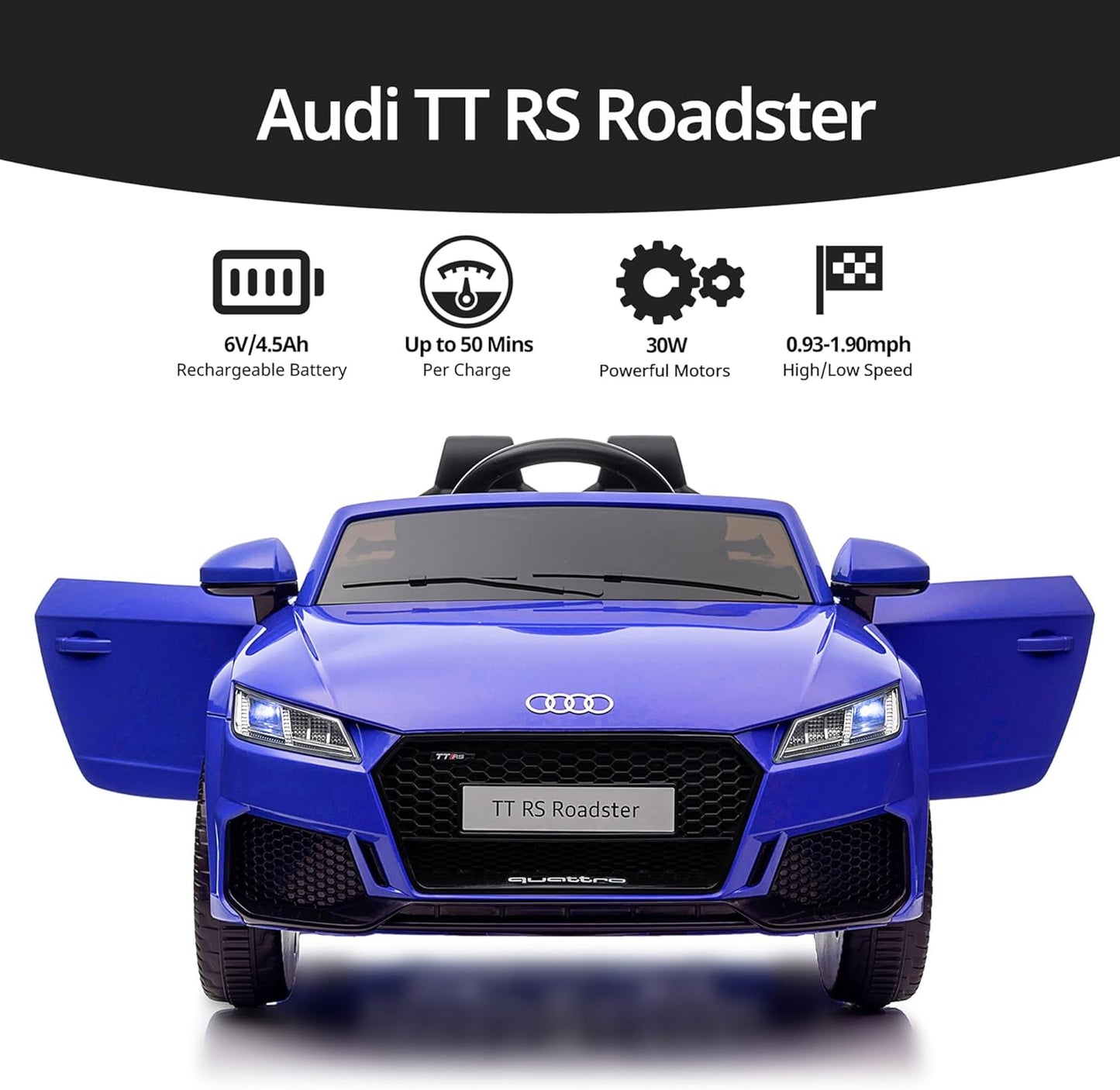 Kids Electric Car, Licensed Audi 6V Kids Ride on Toy Car for Toddlers with Remote - Dark Blue