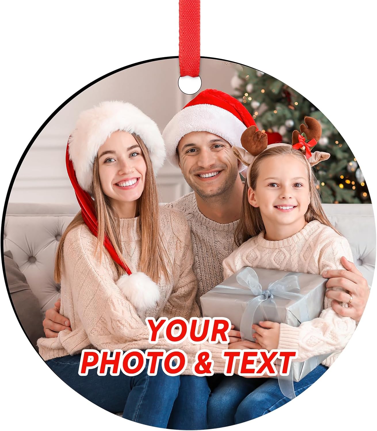 Personalized Christmas Ornaments 2025 Add Photo Text Custom Wood Xmas Tree Hanging Ornament Decoration Gift for Couples Family Birthday Wedding Engagement