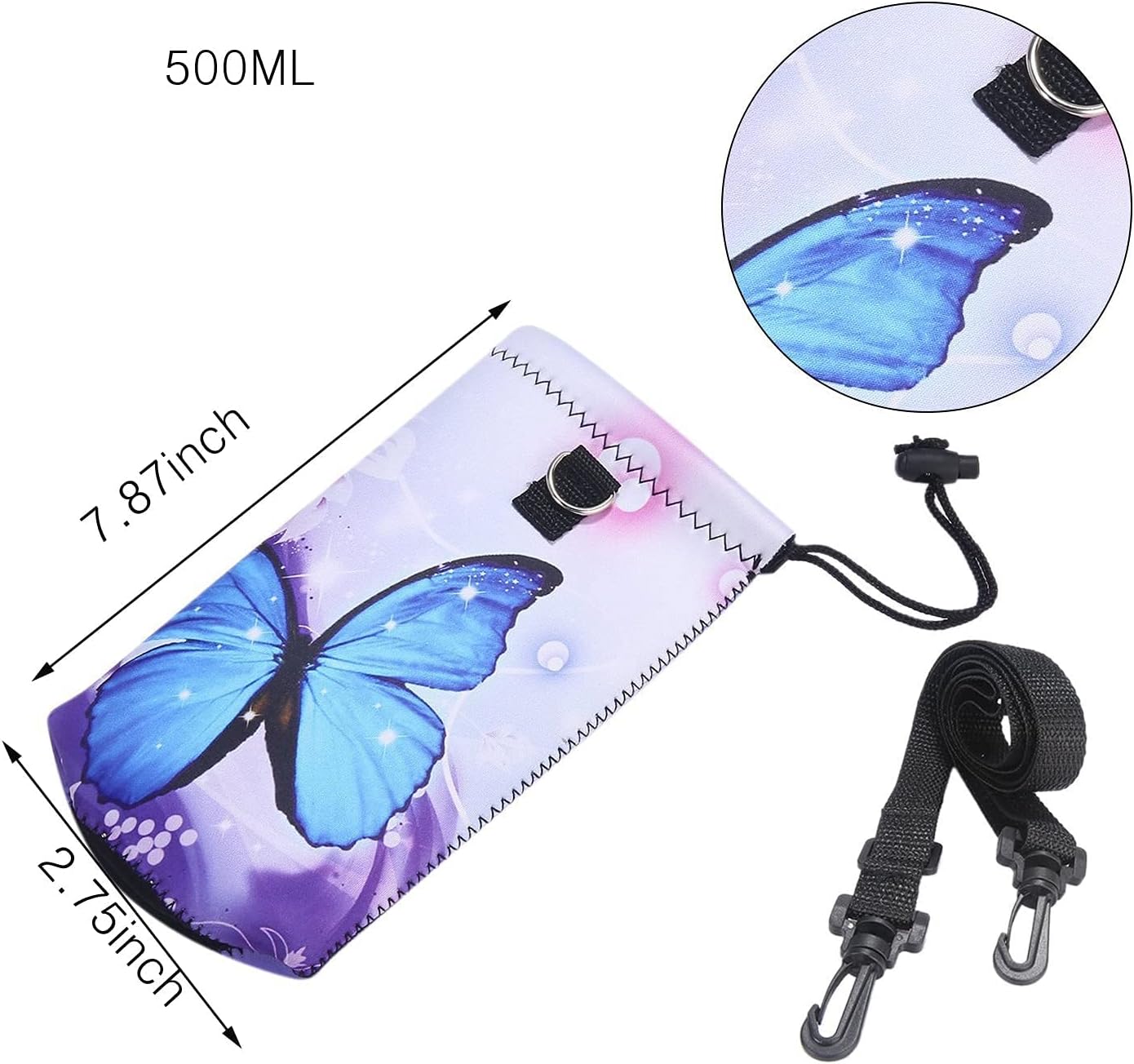 AUPET Water Bottle Sling Bag Carrier Crossbody Sleeve,Insulated Neoprene Bottle Case Holder Pouch Cover 500ML/17oz with Shoulder Strap for Walking Women Men