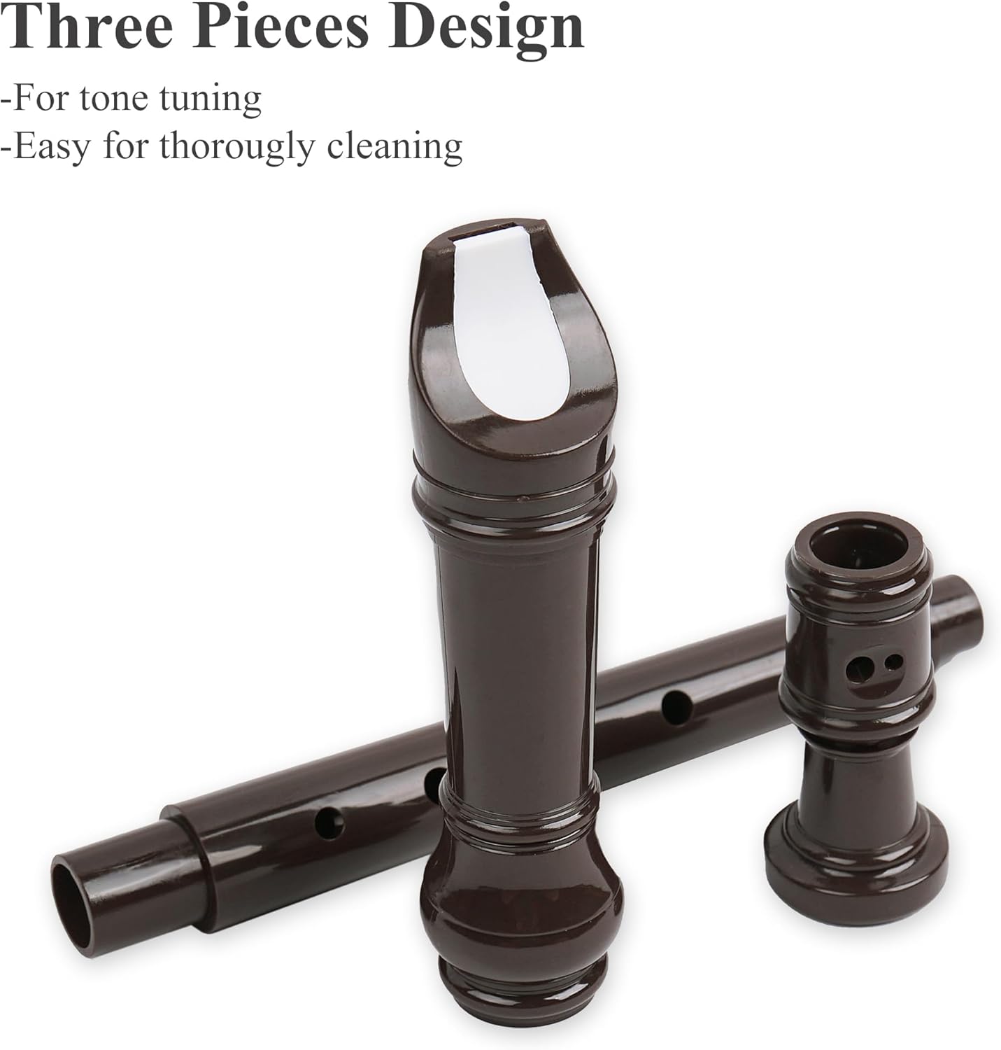 LIZIMANDU Recorder Instrument for Beginner Adults,8-Hole Soprano Descant Recorder Music Flute with Cleaning Rod & Case Bag For Home Entertainment(6-Wood Beige)