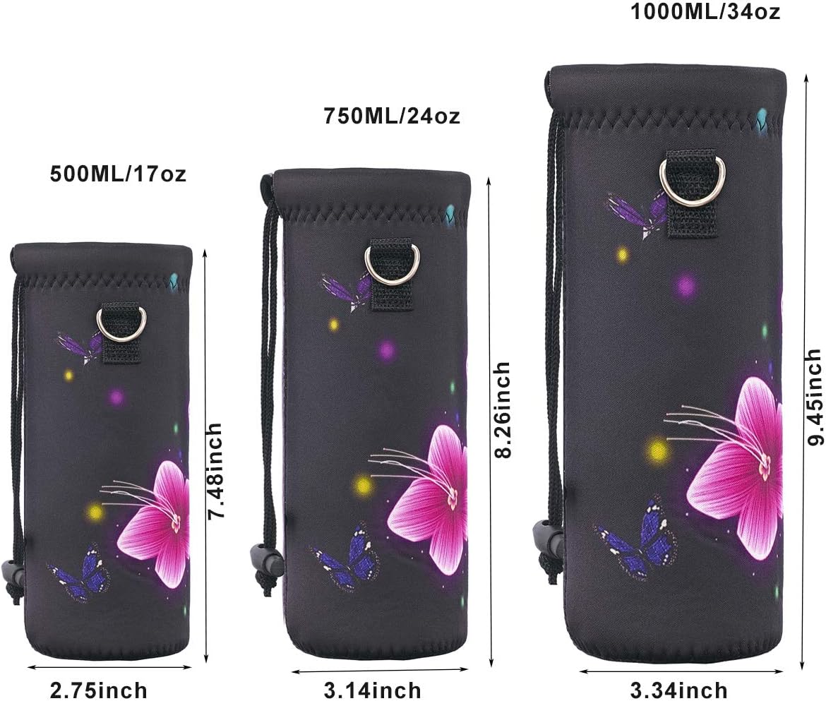 RICHEN Neoprene Water Bottle Carrier Bag with Adjustable Shoulder Strap,Insulated Water Bottle Cover for Stainless Steel/Glass/Plastic Bottles