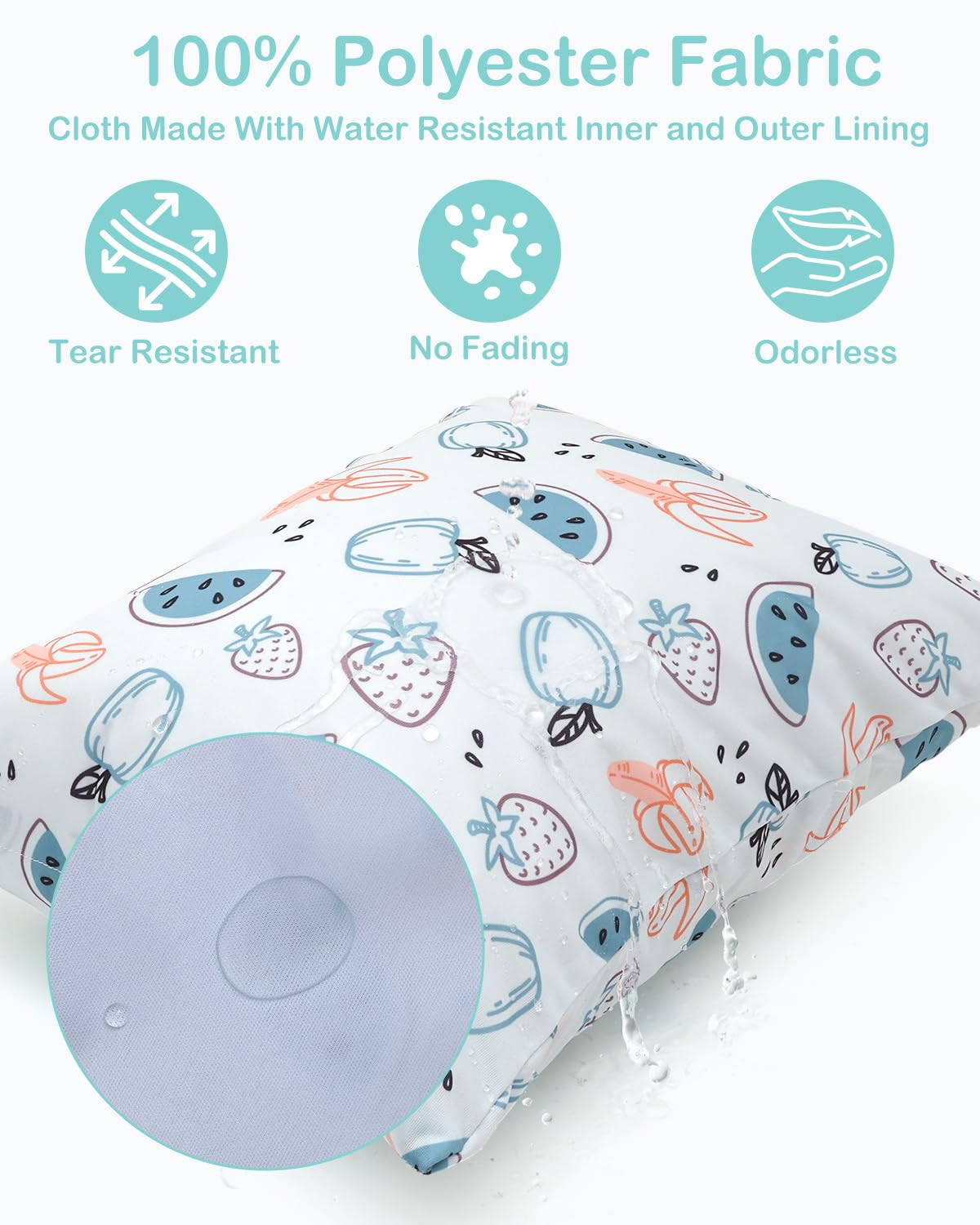 ALVABABY 3 Cloth Diaper Wet Dry Bags Waterproof Reusable with Two Zippered Pockets Travel Beach Pool Daycare Soiled Baby Items Yoga Gym Bag for Swimsuits or Wet Clothes Small Medium Large 3L-ZM29