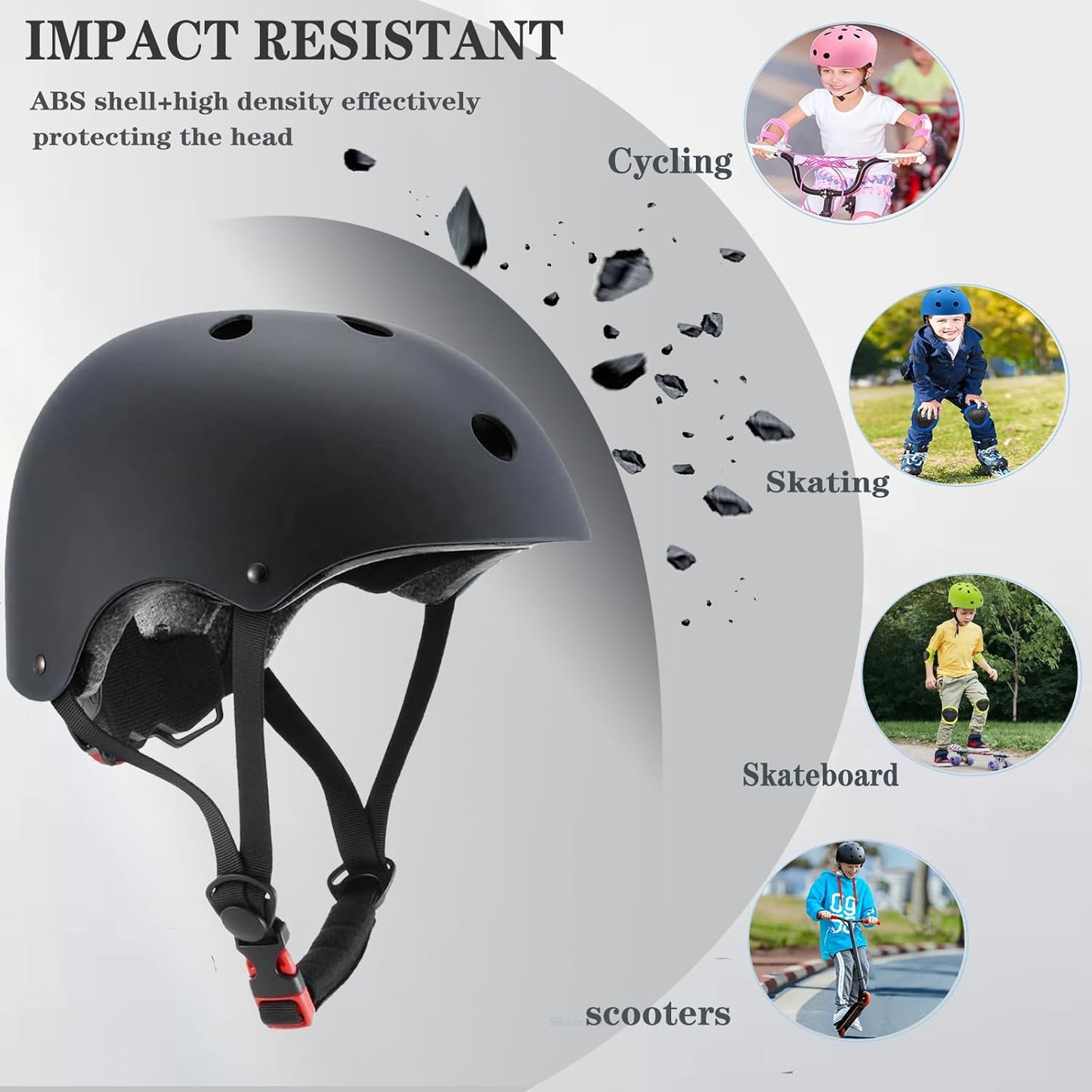 Kids Helmet,Toddler Skateboard Helmets for Ages 2-3-5-8-14 Years Boys Girls with Knee and Elbow Pads Wrist Guards fit Roller Skates,Skateboarding,Skating Scooter Adjustable Kids Helmet