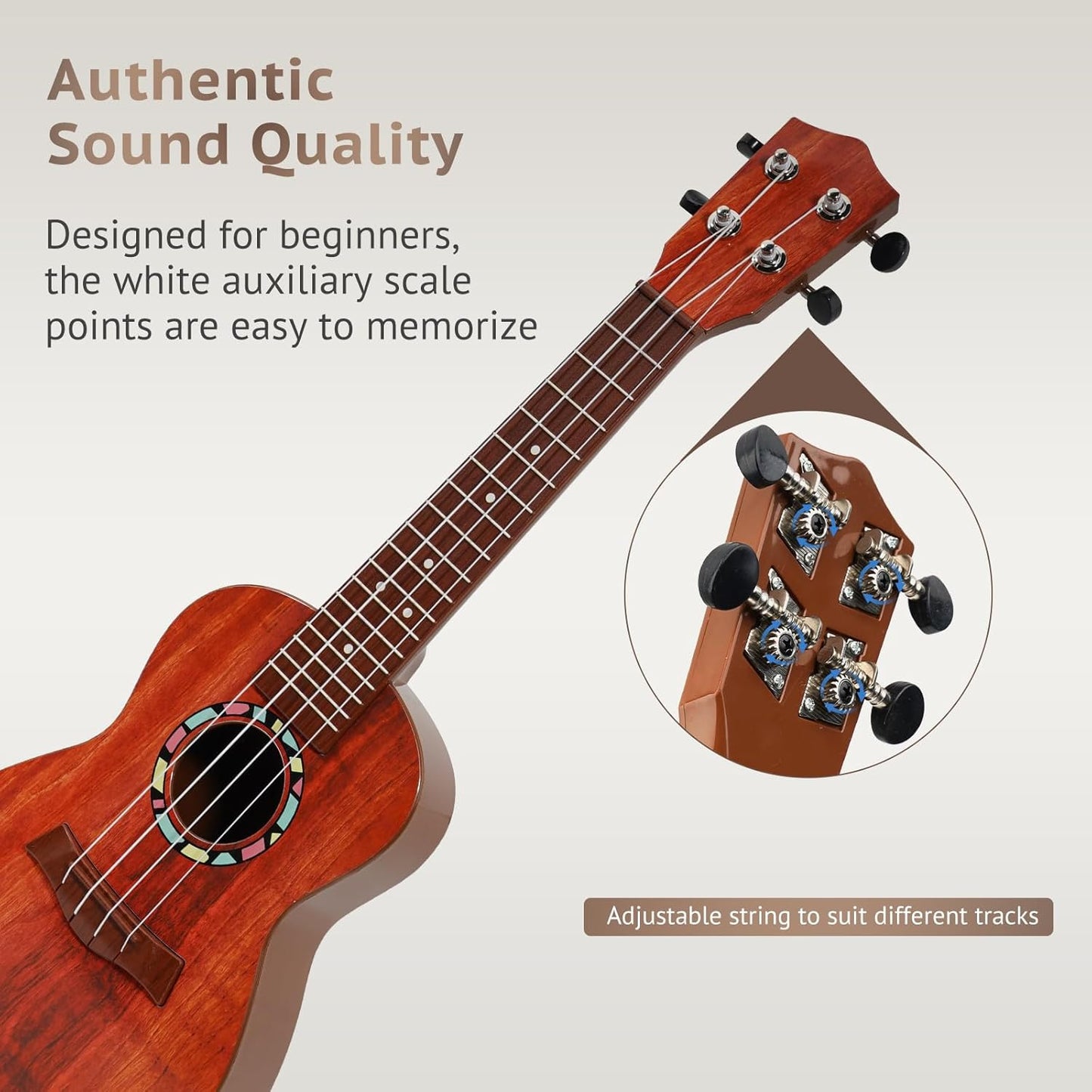 Raimy Kids Guitar Ukulele - 21in Ukulele Guitar Toys for Kids Ages 3 4 5 6 7+ Year Old Boys Girls Simulated Sound Quality Music Instruments Learning Education (Mahogany)