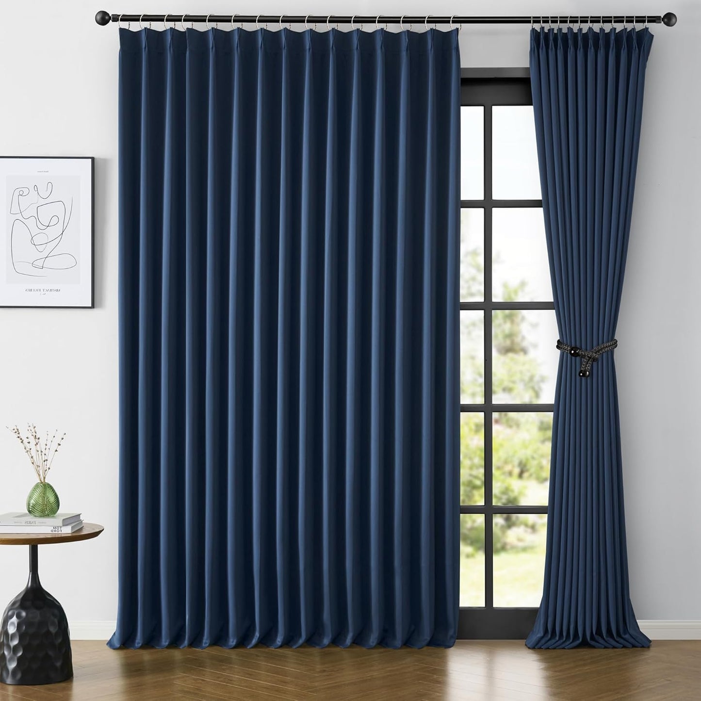 Extra Width Patio Sliding Door Curtains 84 Inch Long 2 Panels, 100 x 84 Vertical Blinds for Dining Room with Pinch Pleat Room Divider Curtain Drapes for French Door(100 Wide x 84 inch Long)