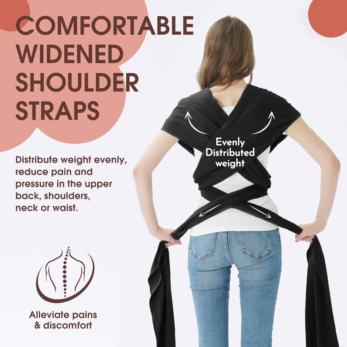 Acrabros Baby Wrap Carrier,Hands Free Baby Carrier Sling,Lightweight,Breathable,Softness,Perfect for Newborn Infants and Babies Shower Gift,Black
