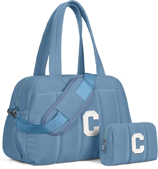 Initial Duffle Bag, Yoga Bags for Women，Overnight Bag with Wet Pocket，Lightweight Work Bags Personalized Gym Tote with Makeup Pouch-Gift for Women, Mom