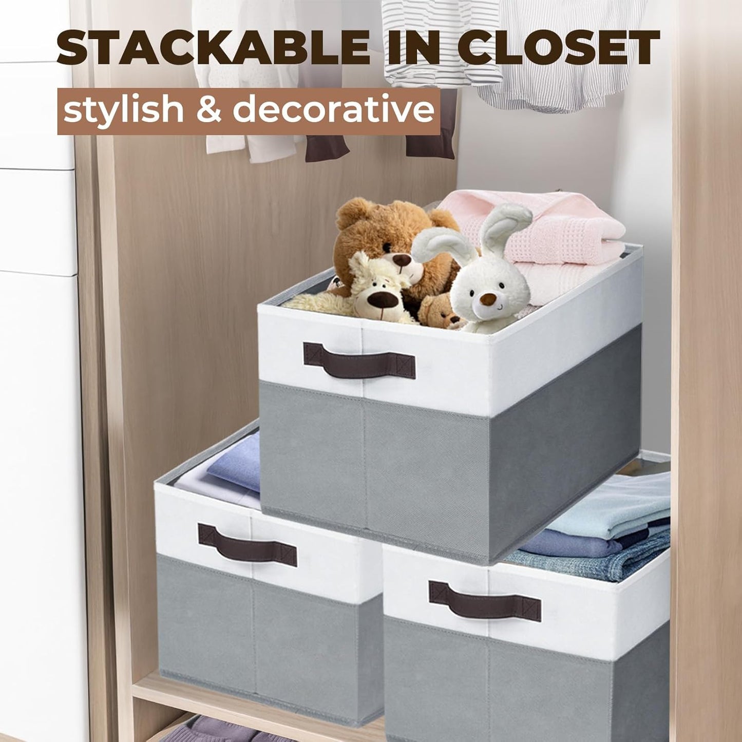 Criusia Extra Large Storage Bins 4 Pack - 16x12in Closet Organizers and Storage Baskets for Organizing Clothes Toy Blanket - Fabric Storage Cubes Containers for Shelves - All Room Organization