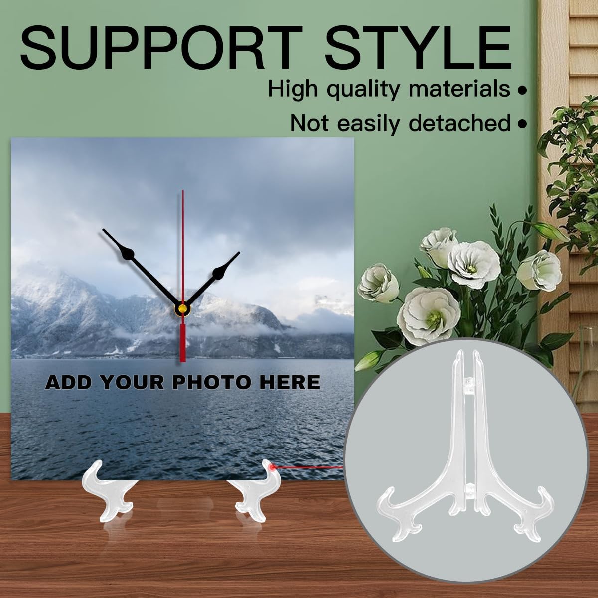 Generic Custom Wall Clock Personalized Wall Photo That PVC Customized Round Silent Clock for Living Room Wedding Friend Family Lover, 10inch-25cm