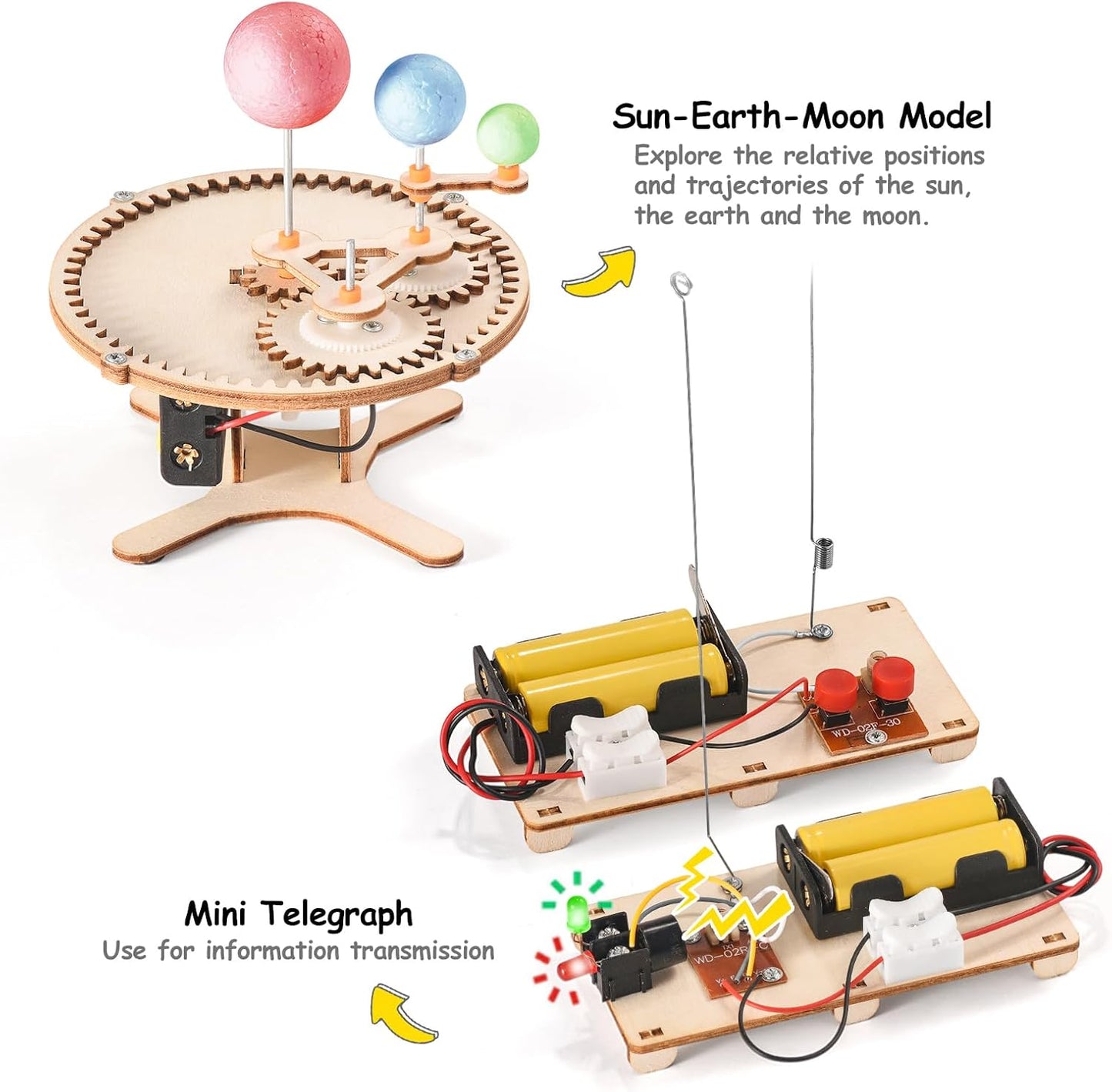 STEM Science Kits for Kids Ages 8-12 8-10, Wood Building Crafts Kits for Boys 6-8, STEM Toys for Boys Age 8-12 6 7 10 11 13 Years Old Gifts, Engineering Experiment Projects, 3D Wooden Puzzles 8-13