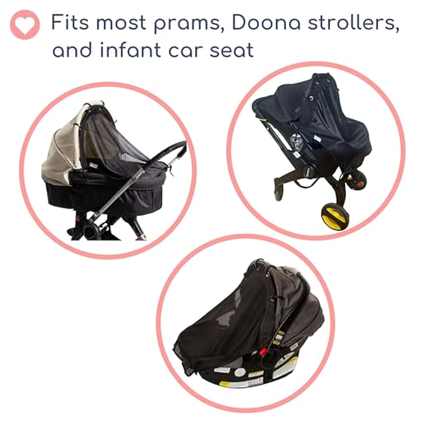 Stroller Sun Shade - Universal UV Protection Cover for Strollers Sunshade with See Through, Clip-On Sun Blocker, Sun Shield for Baby, Breathable Adjustable Fit, Full Coverage, M Black