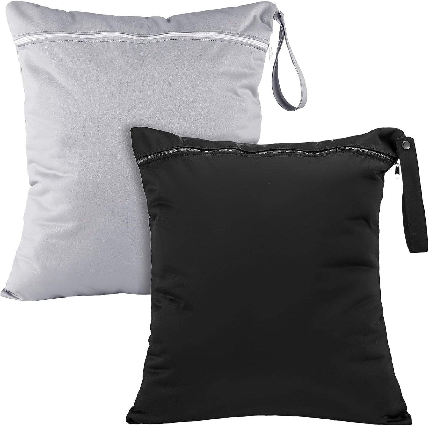 Shappy 2 Pcs Large Travel Laundry Bag Washable Waterproof Wet Dry Large Dirty Clothes Bag Bathing Workout(Solid Black Gray)