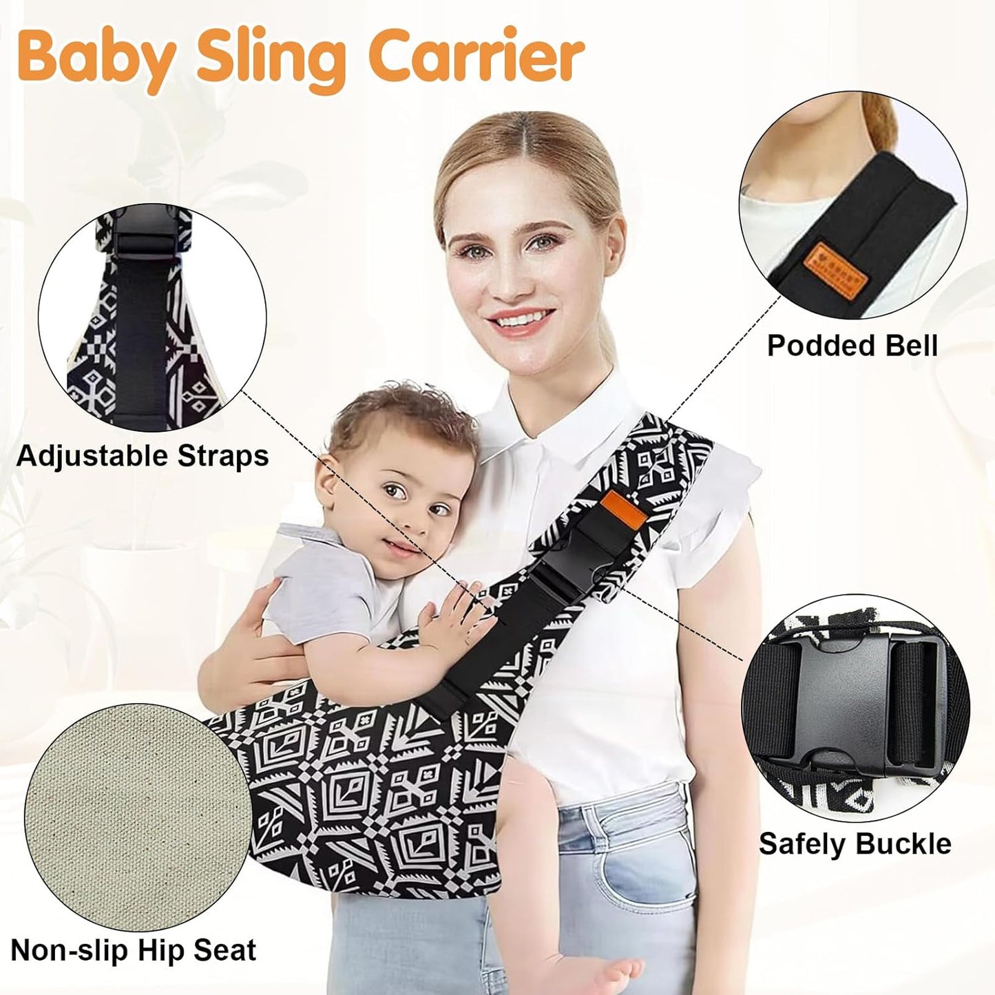 Baby Sling Carrier,Toddler Carrier,Upgraded 2025 Baby Sling with 4 Adjustable Straps(10-30lbs),Lightweight,Portable and One Size Fits All(Grey)