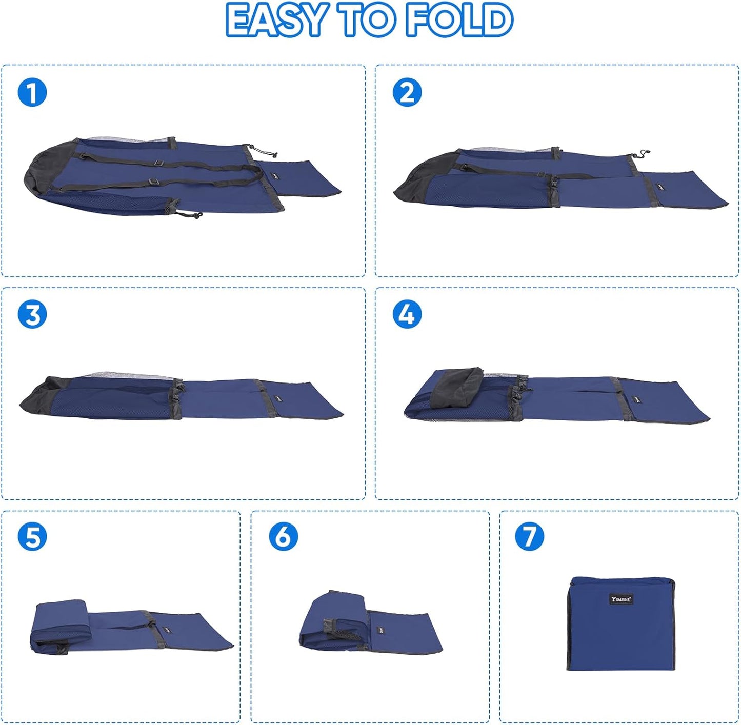 BALEINE 120L Laundry Bag Backpack, 900D Oxford Fabric Large Travel Laundry Bags with Shoulder Straps and 2 Mesh Pockets for College Dorm, Apartment, Laundromat (Navy, 120L)