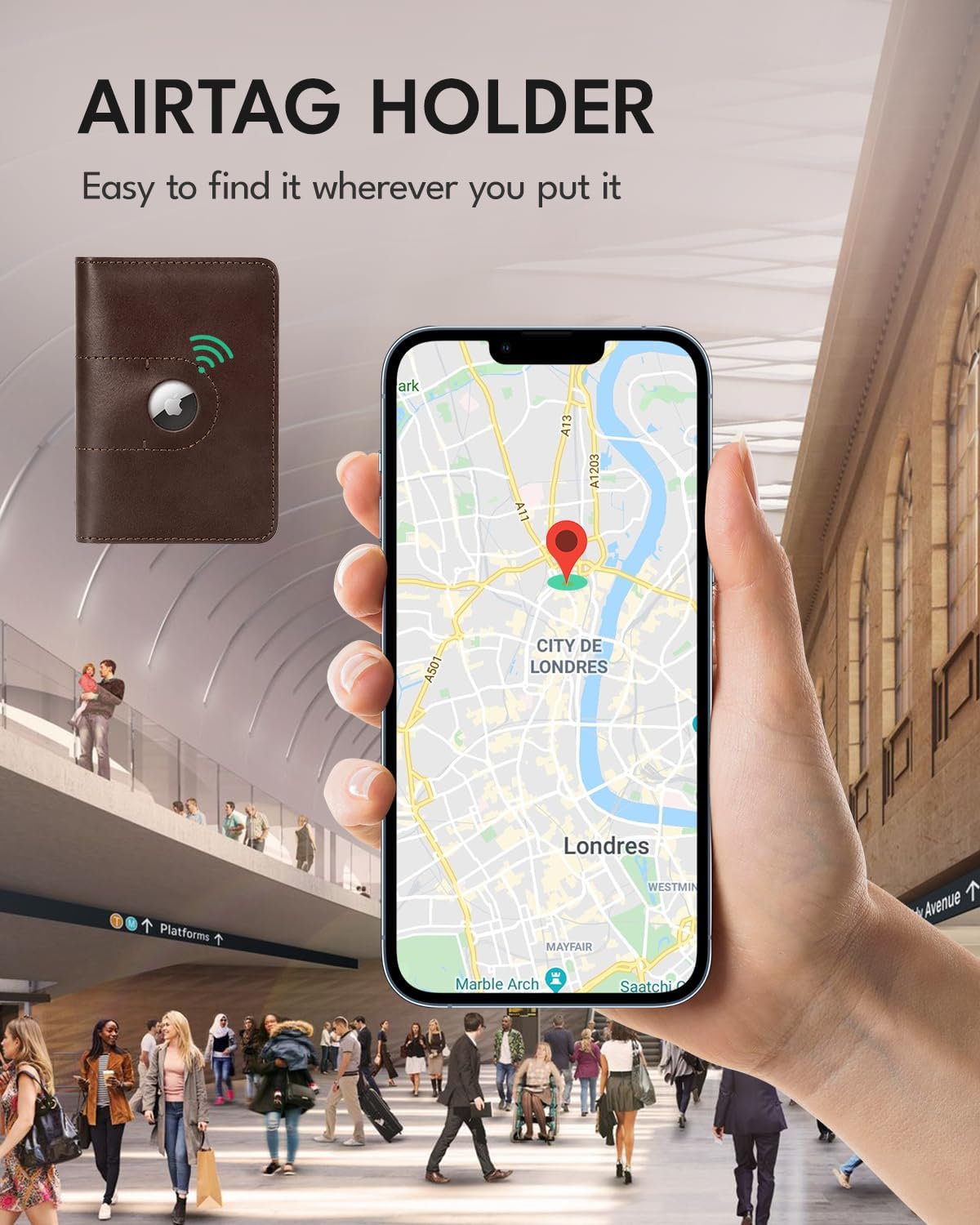 ALLIVE Passport Holder for Travel, Genuine Leather Passport Holder with Airtag Women Men,Travel Must Haves Airport Essentials, Passport Cover Travel Gifts Brown