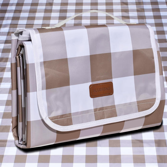 80"x60" Waterproof Sandproof Picnic Mat - Portable Foldable Outdoor Blanket for Beach, Park, Travel & Indoor Use - Lightweight Compact Design, Easy-Carry (Light Brown)