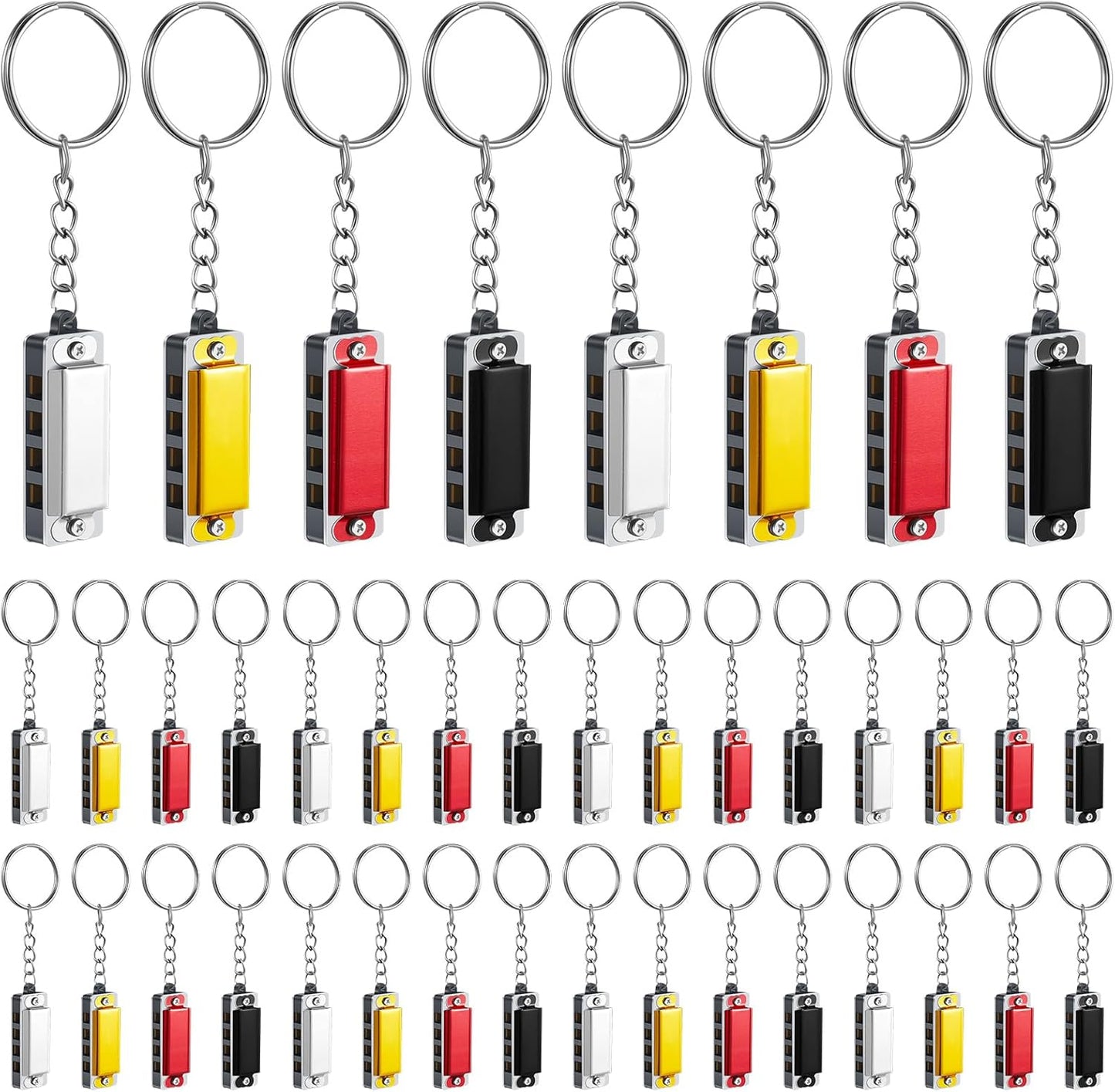 Ecally 32 Pcs Mini Harmonica Keychain for Kids Operation Christmas Favors Portable Wind Instruments 4 Holes 8 Tunes Harmonica Music Party Favors Cute Music Keychain Accessory (Classic Color)