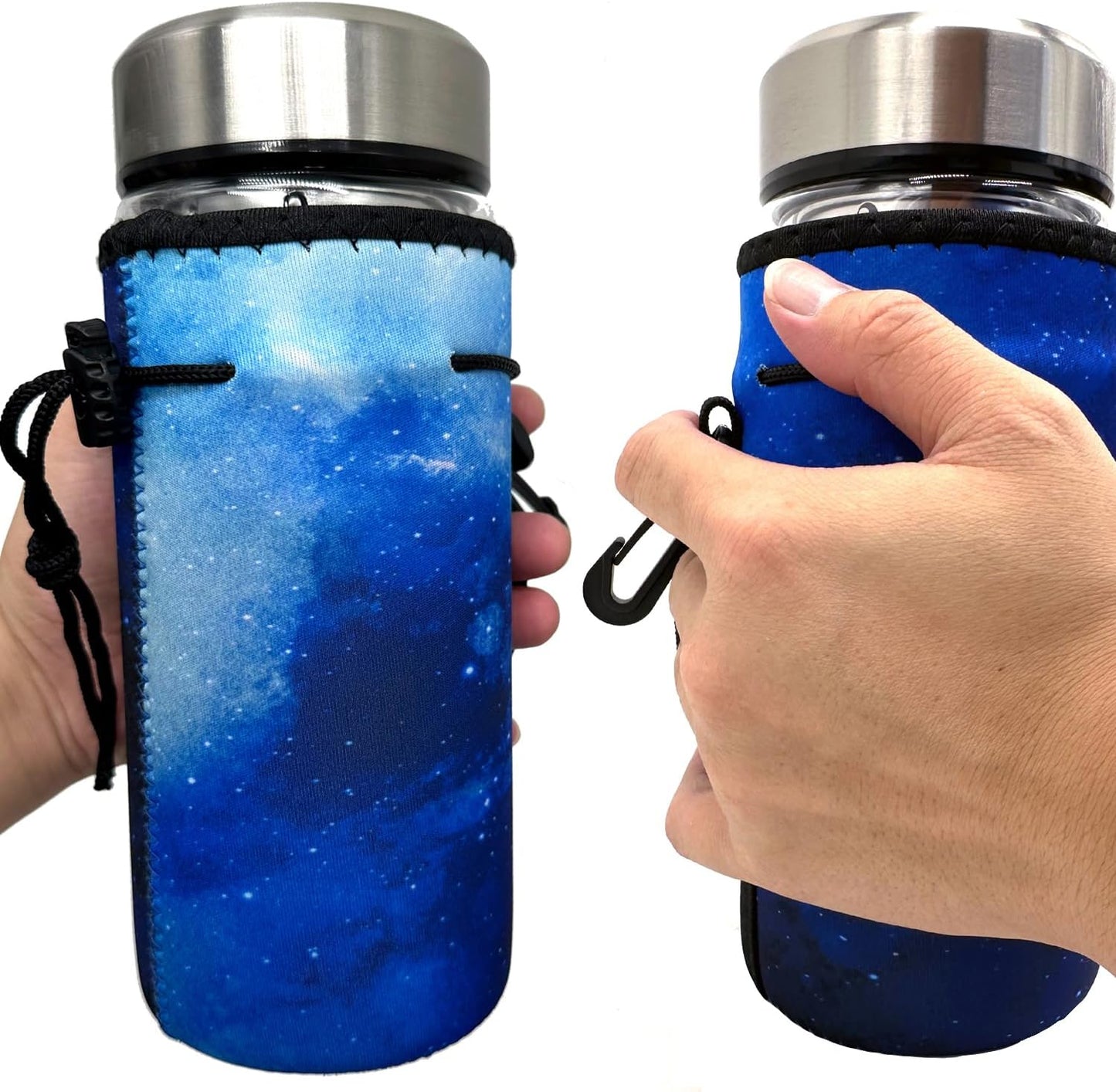 Water Bottle Bag Carrier, Neoprene Sleeve Portable Insulator Cover With Drawstring for 18-20 Oz Bottles (Blue)