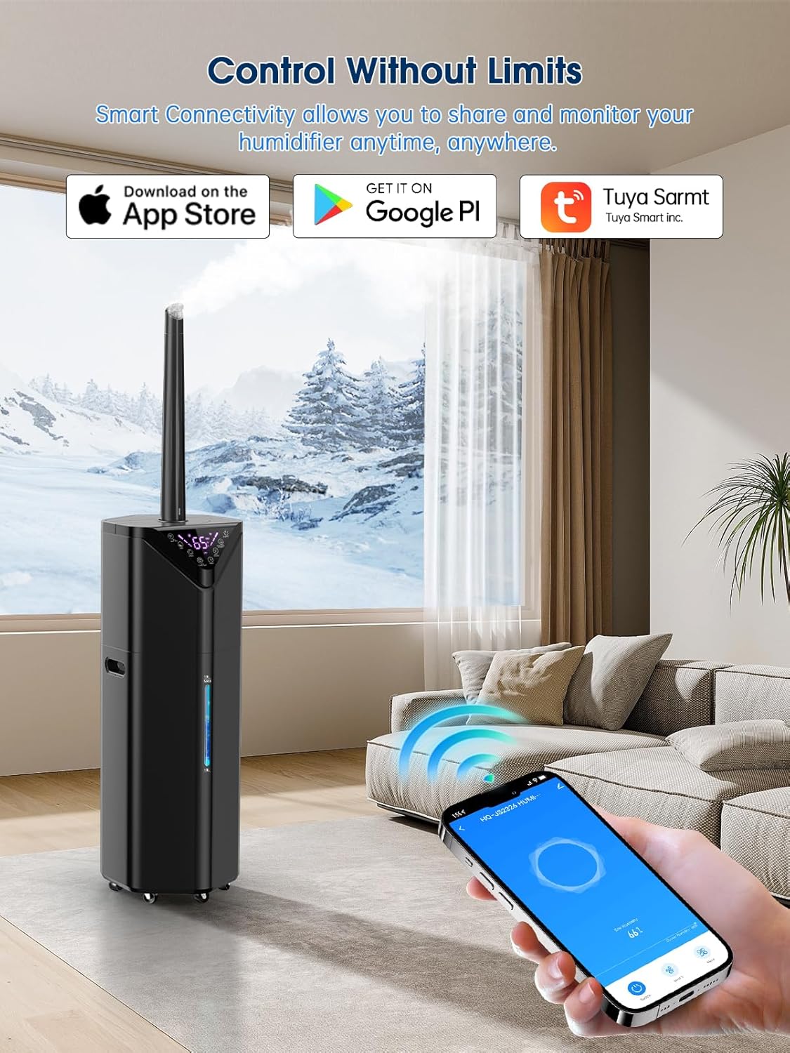 5Gal Humidifiers for Bedroom Large Room 2800 sq ft, 19L Quiet Humidifiers for Large Room, Floor Humidifier with 6 Mist Mode & Auto 180°Mist Tube for Home Whole House School Office Commercial Plants