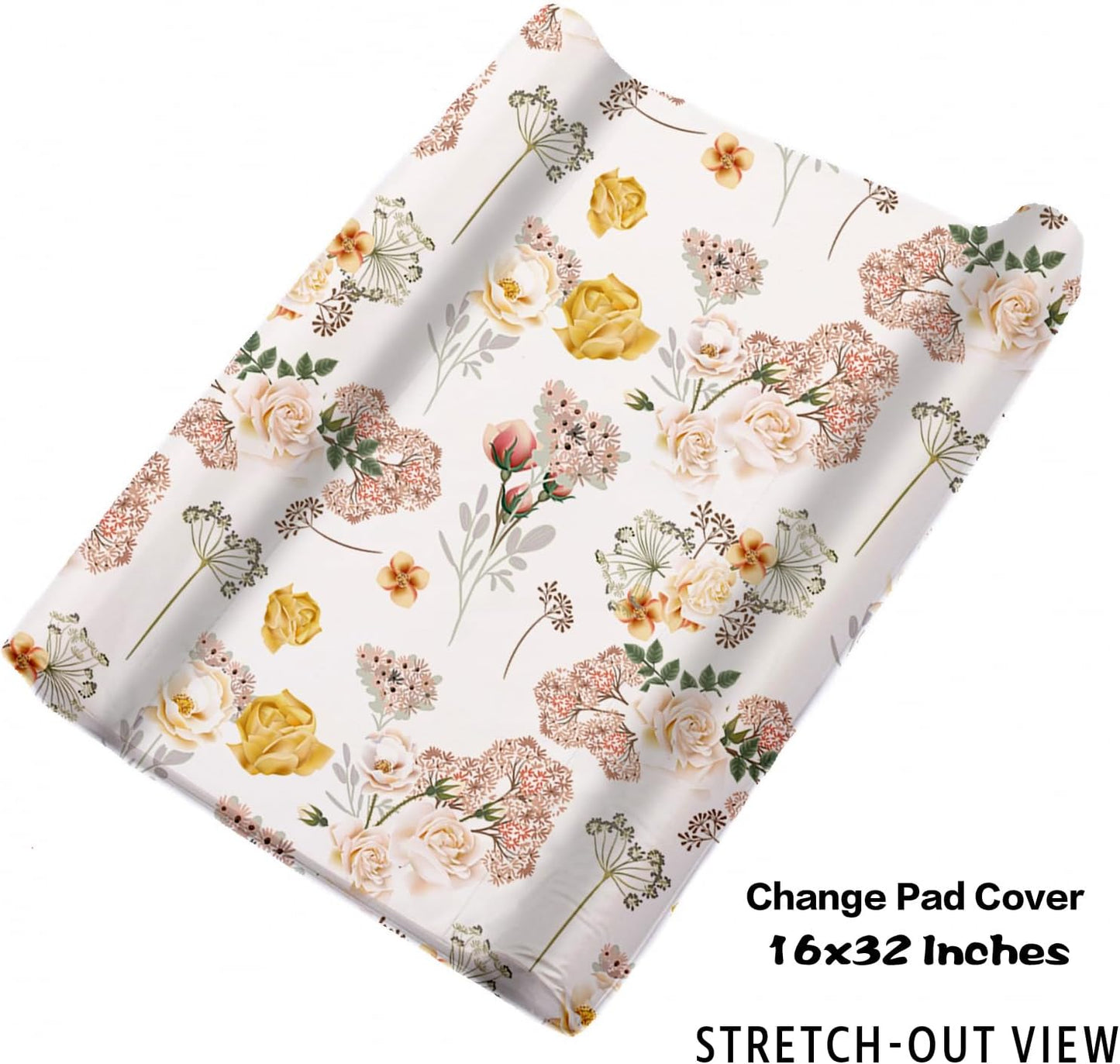 Personalized Baby Crib Bedding Set for Girls, Flower Design Custom Name Baby Crib Sets 5-Pcs, Toddler Double Layer Blanket Fitted Sheets Changing Pad Cover Rug Wall Art Set, Charming Nursery Decor