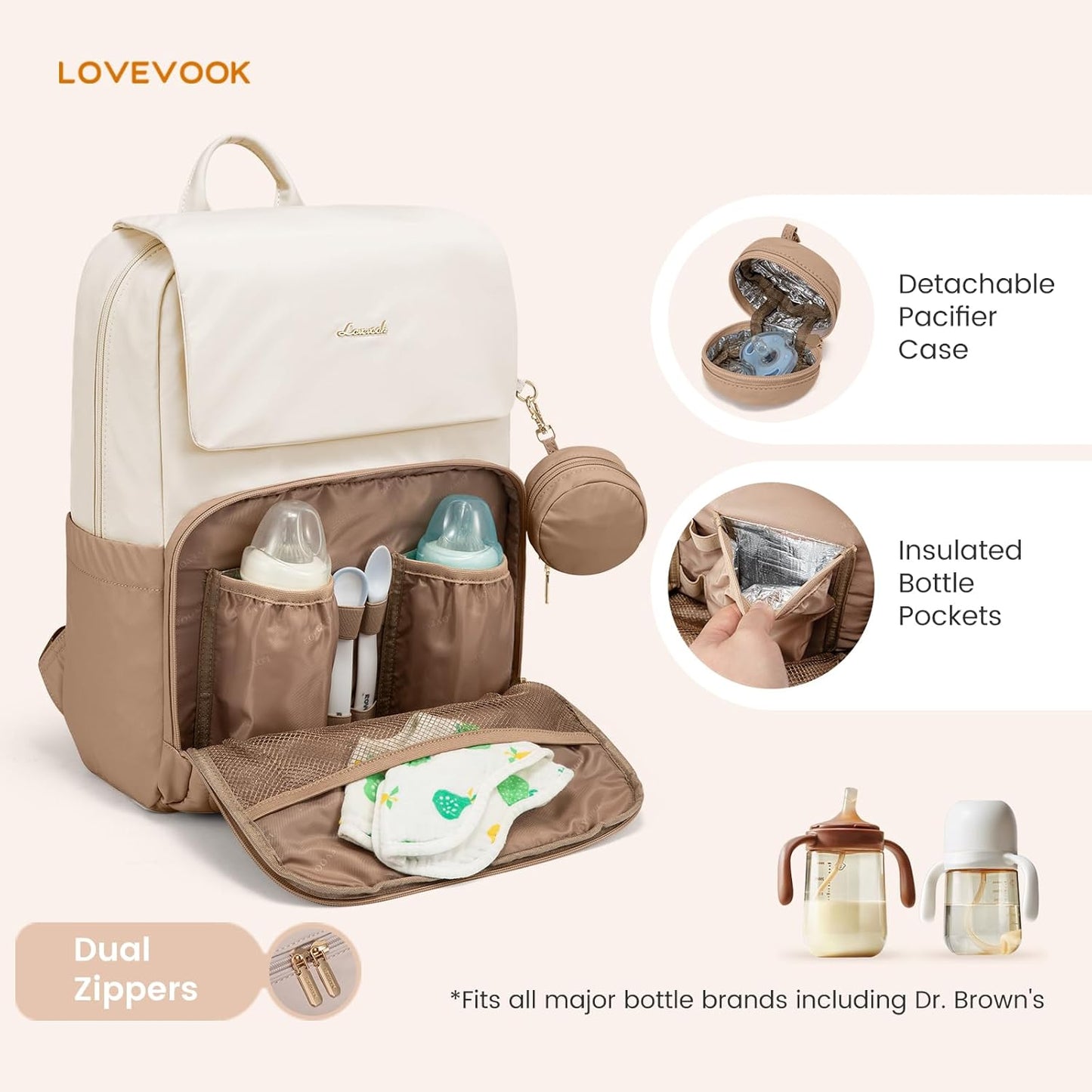 LOVEVOOK Diaper Bag Backpack, Baby Travel Bags for Boys & Girl, Toddler Waterproof Diaper Bag w/Changing Pad, Stroller Straps, Pacifier Case, Newborn Essentials Must Haves Mom