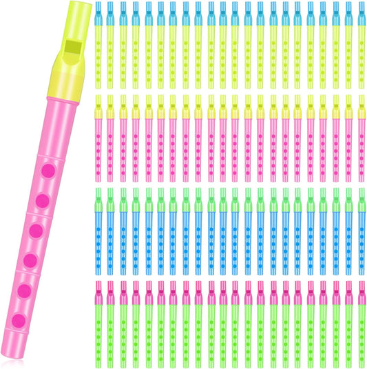 100 Pcs Musical Recorder Bulk 6 Hole Plastic Recorders Kids Flute Music Instruments Descant Soprano Baroque Style Little Plastic Clarinet for Kids Student School Approved Beginner Gift