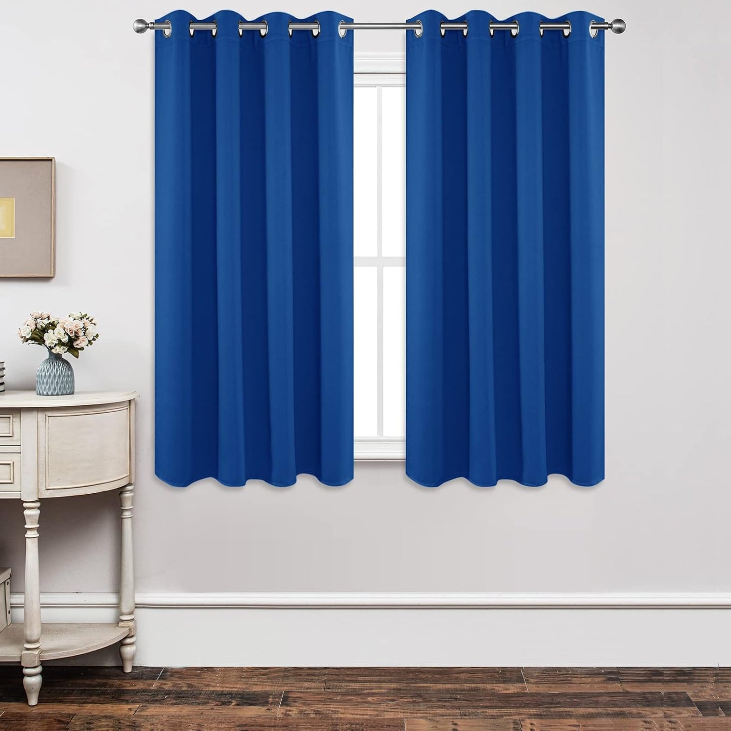 Joydeco Blackout Curtains 63 Inch Length 2 Panels Set, Thermal Insulated Long Curtains& Drapes 2 Burg, Room Darkening Grommet Drapes for Living Room Bedroom Window (W52 x L63 Inch, Royal Blue)