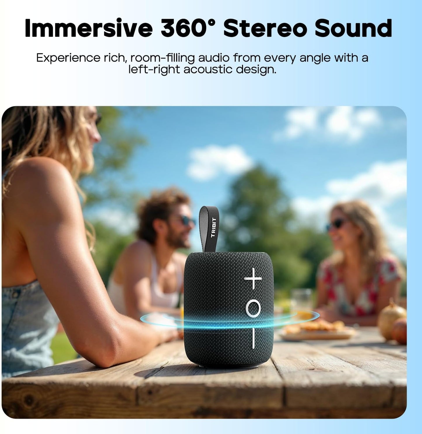 Tribit Bluetooth Speaker StormBox Mini+, 12W Shower Speaker with 360° Sound, 12H Playtime, Custom EQ, BT5.4, IPX7 Waterproof, RGB Lights, Type-C, AAC/SBC, TWS, Portable for Camping/Backyard (Green)