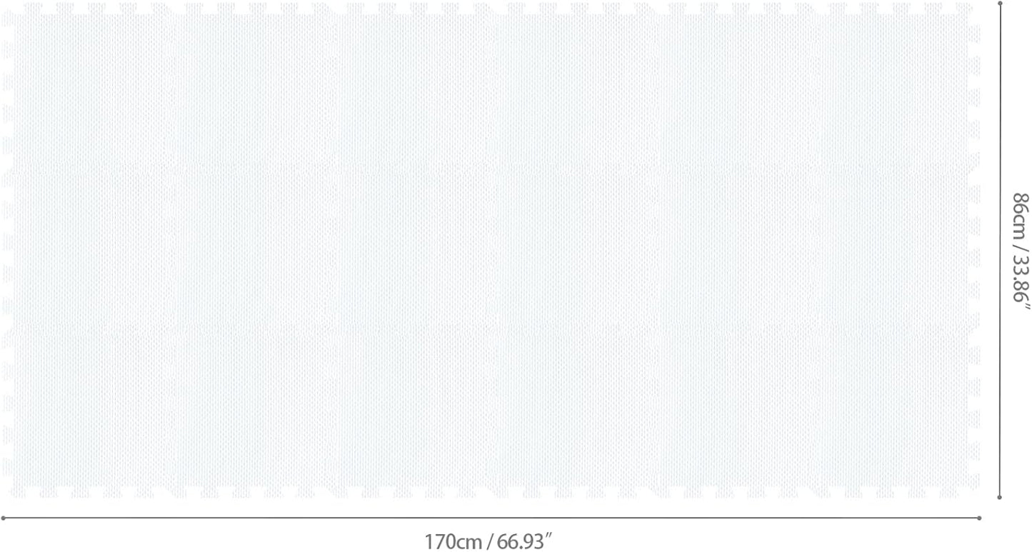 qqpp EVA Rubber 18 Tiles Interlocking Puzzle Foam Floor Mats - Baby Play Mat for Playing | Exercise Mat for Home Workout. White. QC-Ab18N