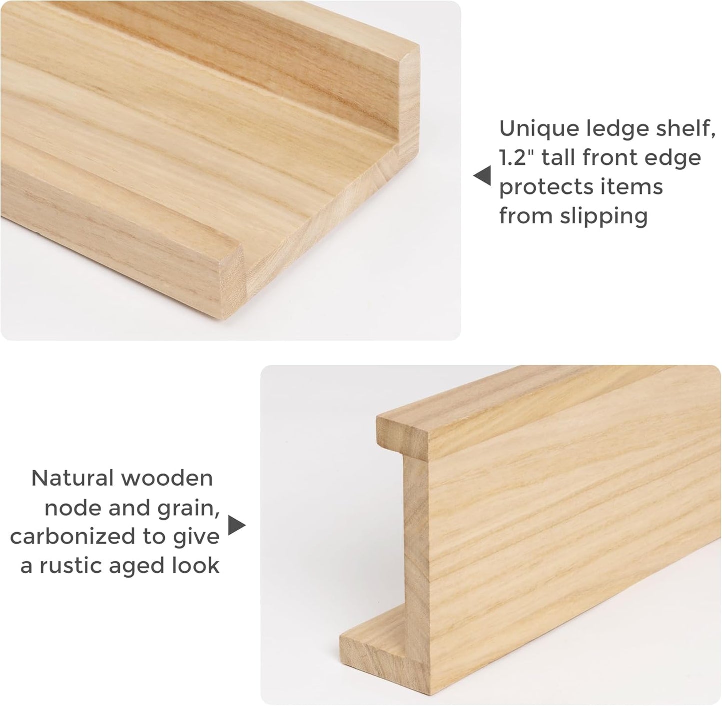 Picture Ledge Shelf, Floating Shelves Set of 2, 72 Inches Long Large Nursery Book Shelves for Toys Storage, Kids Bookshelf Wall Mounted for Living Room Bedroom Decor Books Photo Frames, Natural