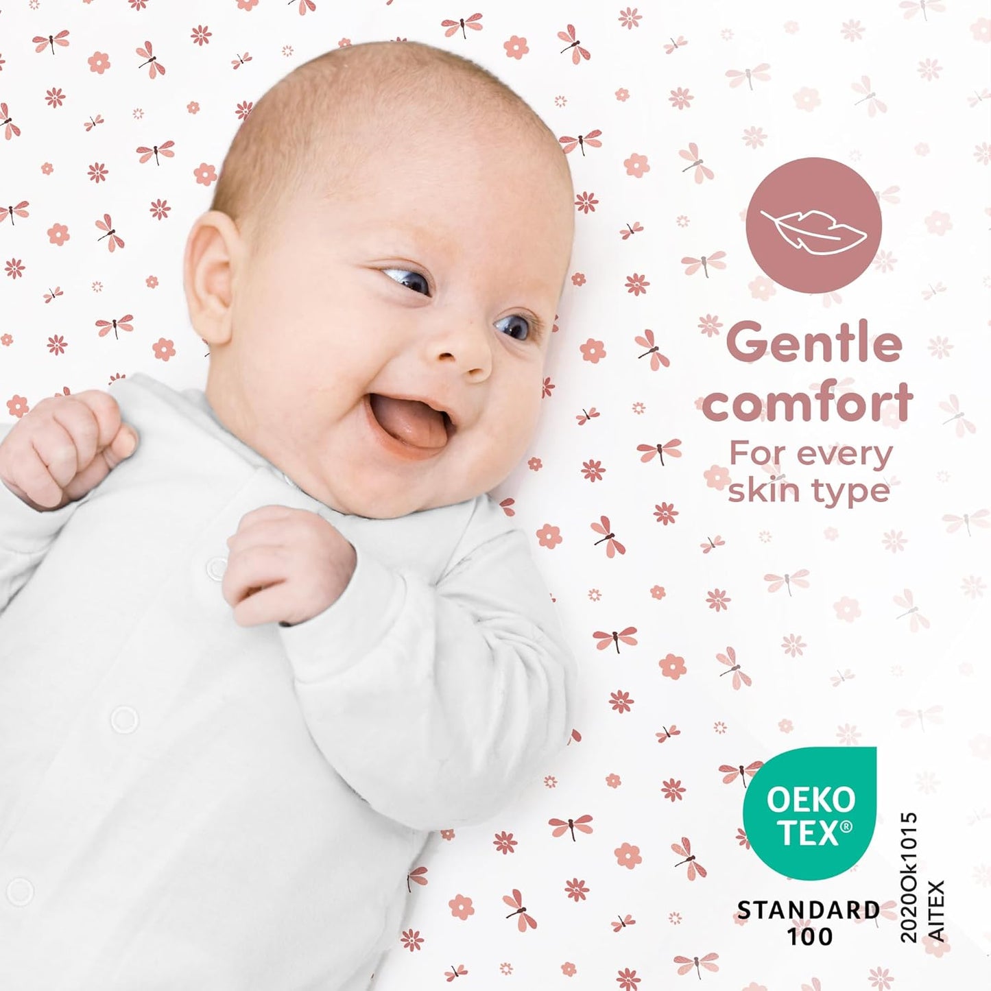 Sweety Fox 2-Pack Cotton Jersey Crib Sheets – Soft Fitted Sheets for Boys and Girls, Mini Crib Sheets, Toddler Bed Sheets (Dragonfly)