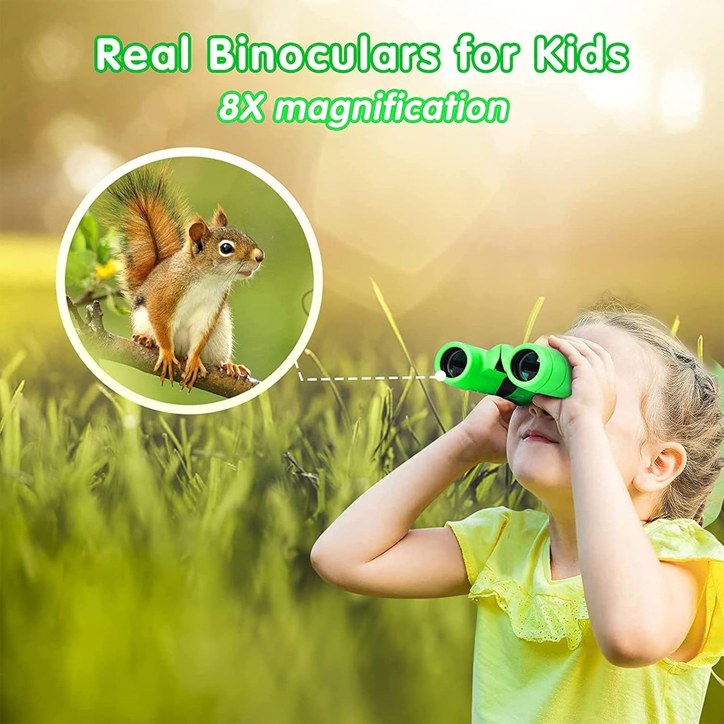 Kids Binoculars,Shockproof 8 x 21 High Resolution Compact Kids Binoculars Real for 3-12 Boys and Girls,Perfect for Bird Watching, Hiking,Camping,Travel, Christmas Birthday Gift