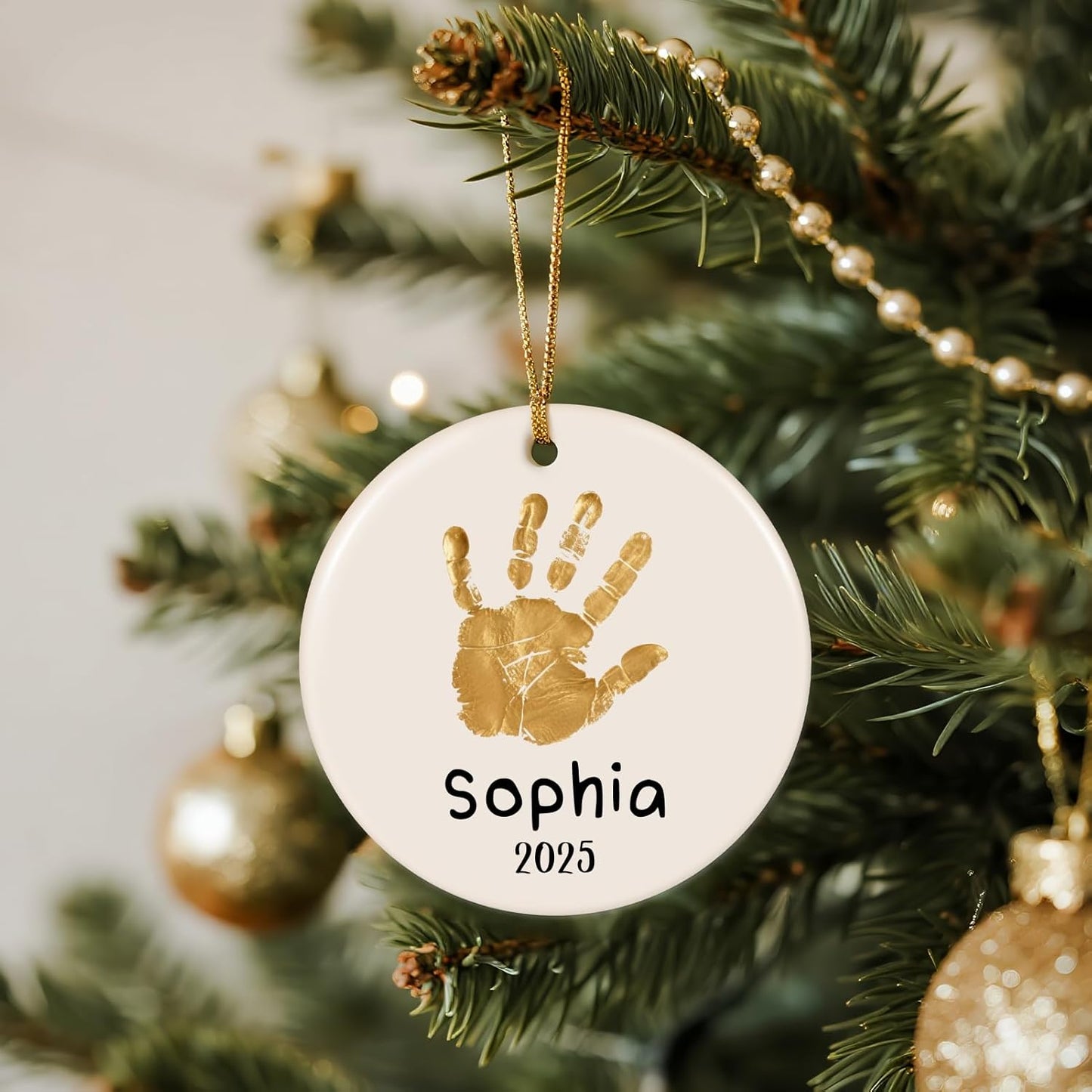 Baby Hand and Footprint Ornament - Baby's Frist Christmas Ornament 2025 with Custom Photo, Name, Date - Personalized Baby Gifts, Newborn Keepsake, New Mom Gifts