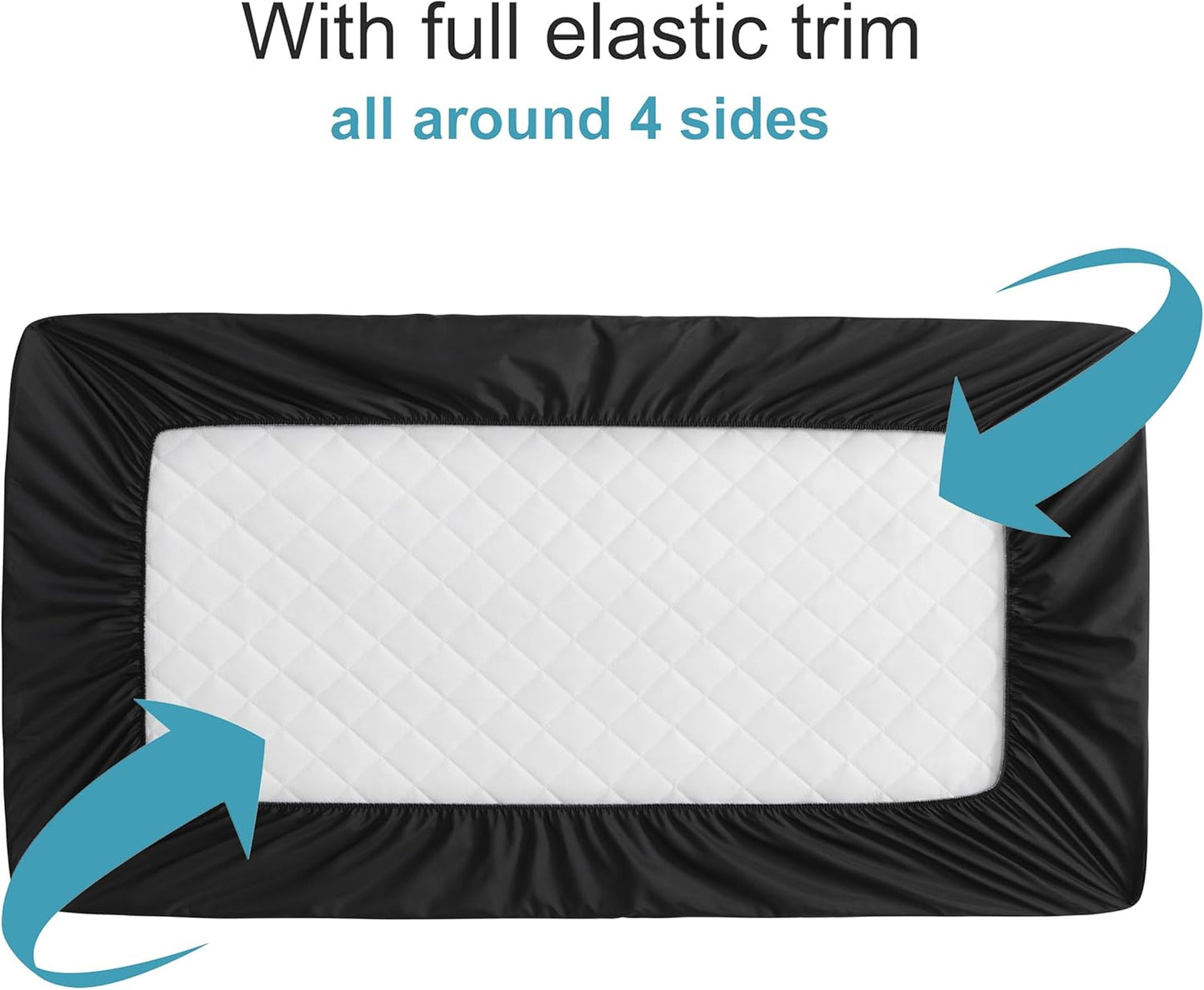 NTBAY 2 Pack Waterproof Mini Crib Mattress Protector, Quilted 24"x38" Fitted Mattress Cover - Machine Washable - Soft and Breathable Baby Mattress Pad Sheet for Mini Crib and Baby Playards, Black