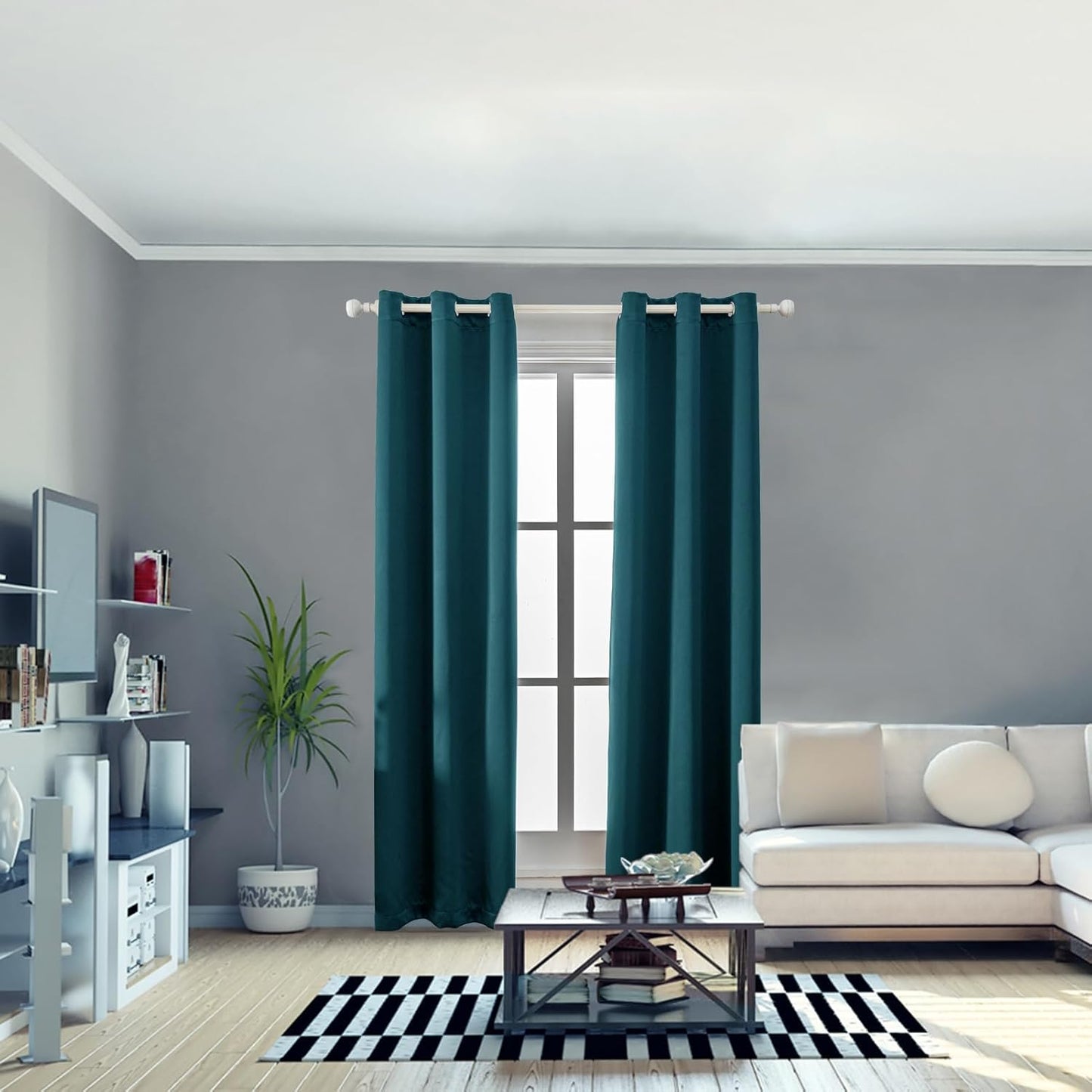 Anytime 100% Blackout Curtain Set, Thermal Insulated & Energy Efficiency Window Draperies for Guest Room, Full Shading Panels for Shift Worker and Light Sleepers（Greyish Blue, 2 Panels, 42W x 84L）