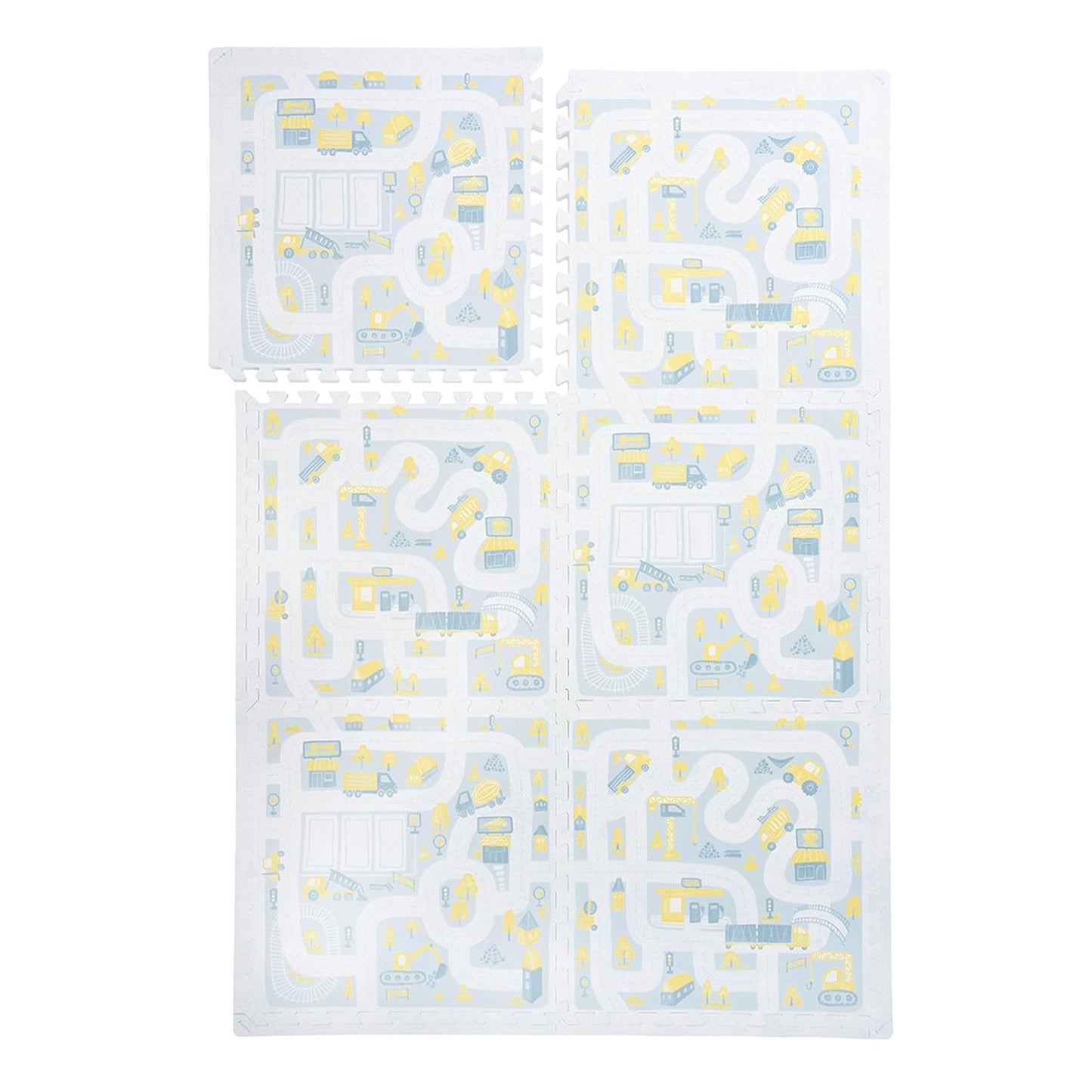 Premium Baby Foam Play Mats - Stylish Floor & Exercise Puzzle Mat for Toddlers and Kids- 6 Soft, Non-Toxic, Odorless, Peel-Resistant Foam Tiles - 6ft x 4ft- 0.5” inch Thick, Pastel Blue Gray