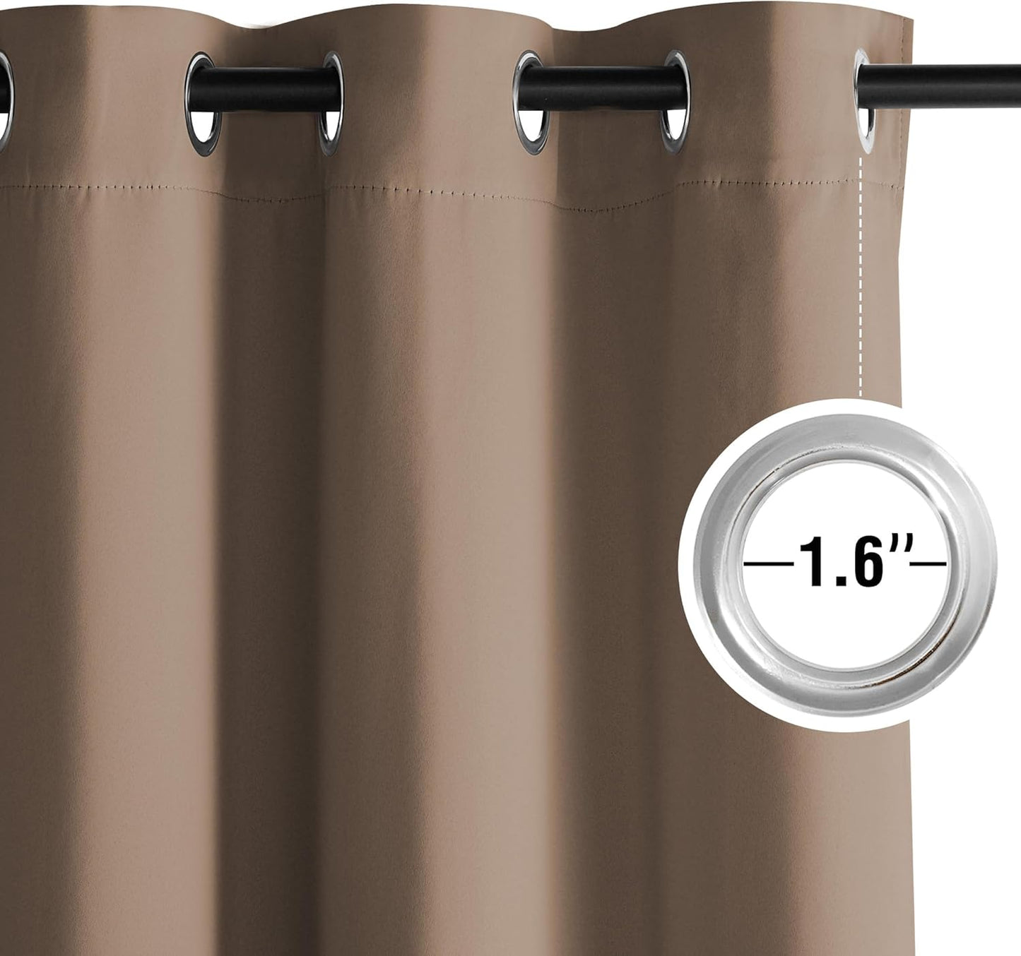 NICETOWN 108 Inch Long Curtains for Bedroom 2 Panels Set, Cappuccino Thermal Insulated Grommet Curtains for Living Room, Noise Reducing Window Treatment Drapes for Nursery, 2 Panels, W52