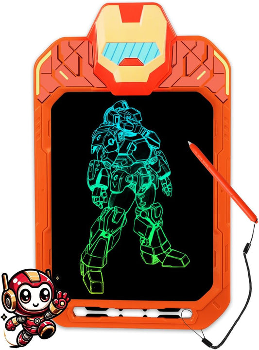 LCD Writing Tablet for Kids 10 Inch Mech Iron Hero for Toddler 2 3 4 5 6 - Paint, Doodle Board, Drawing Pad - Travel Toys, Road Trip Car Activities, Birthday Christmas Gift Boys & Man