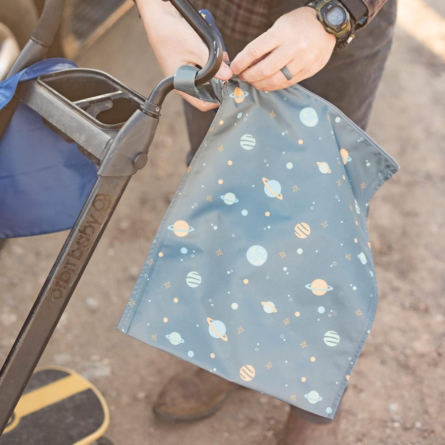 Tiny Twinkle Mess-Proof Waterproof Wet Dry Bag | 2-Pack Reusable Wet Bags for Swimsuits & Baby Clothes | Leakproof Wet Bag for Travel & Diaper Changes for Baby (Space, Ice Blue)