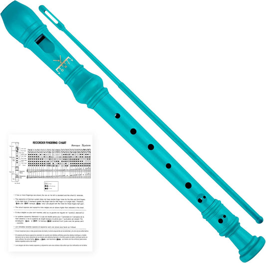 Soprano Recorder 8-Hole Instrument for Kids Beginners, Baroque Style C Key Kids Flute with Cleaning Rod & Case Bag for School Education Home Entertainment - Deep Green