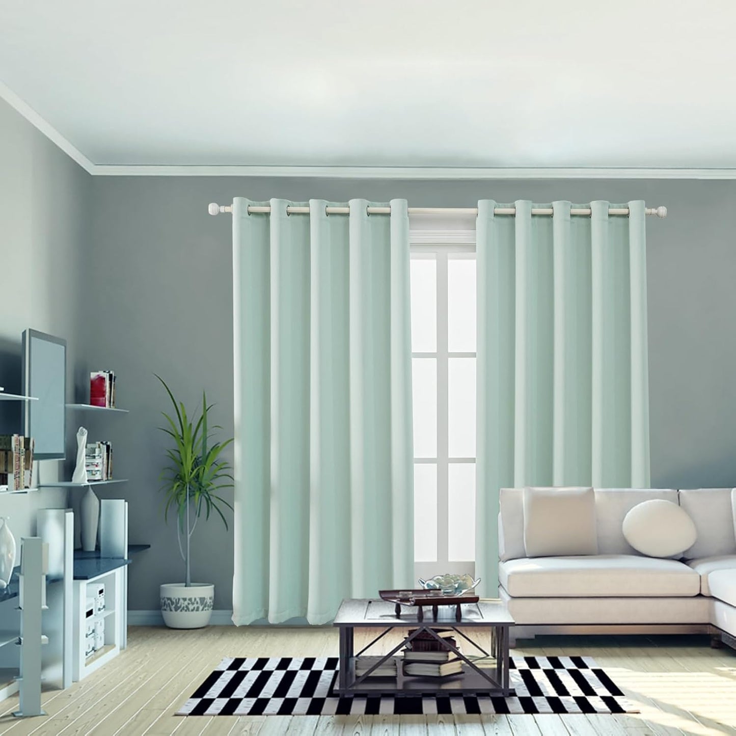 Anytime 100% Blackout Curtain Set, Thermal Insulated & Energy Efficiency Window Draperies for Guest Room, Full Shading Panels for Shift Worker and Light Sleepers（Light Blue, 2 Panels, 70W x 84L）