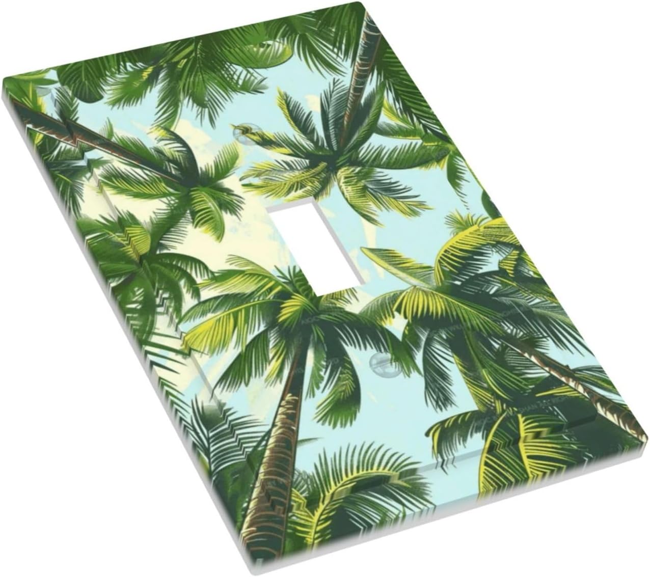 Summer Sky Coconut Palms Trees Green Plants Leaf Decorative Light Switch Cover 1 Gang Single Toggle Device Electrical Faceplate Switchplates Decorator Outlet Wall Plate for Bed Room Living Room Decor