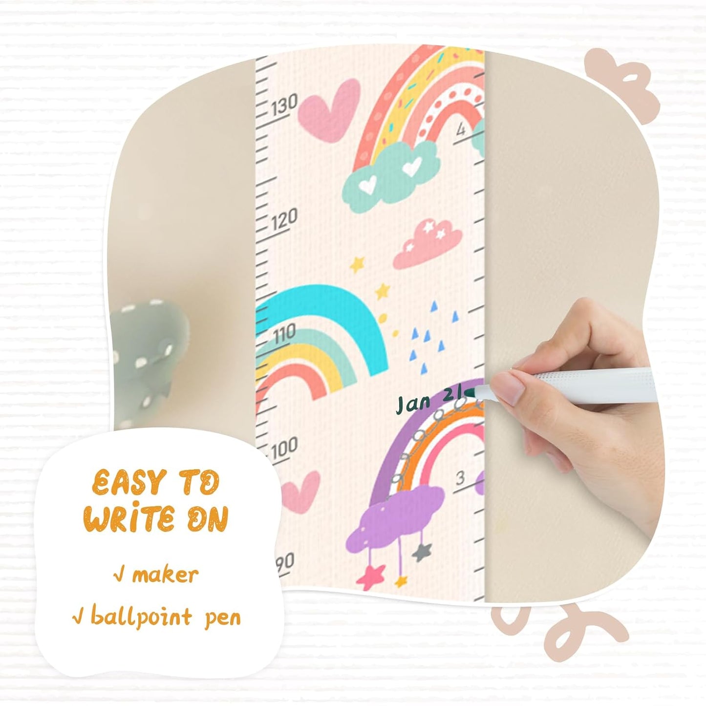 Personalized Name Height Chart for Kids, Rainbow Height Measurement for Wall, Child Height Measure Wall Chart Bedroom Nursery Wall Decoration, Playroom Essentials, Children's Day Gifts