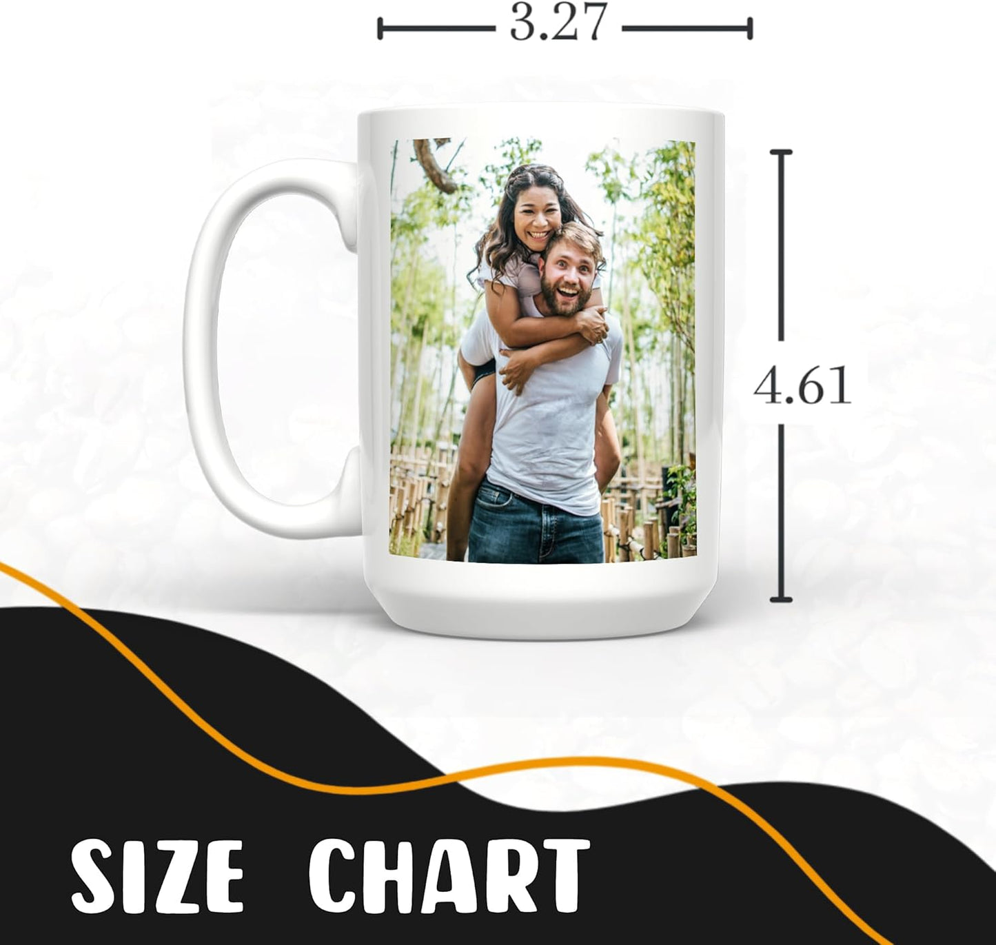 Personalized Coffee Mug 15 Oz, Custom Picture Text or Logo Ceramic Mug, Customized Gift for Men & Women, Taza Personalizada with Photo and Words, Customizable Large Tea Cup | White
