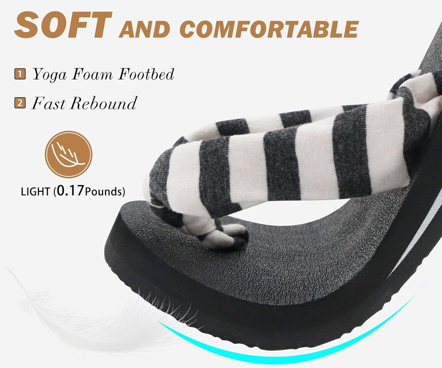 KuaiLu Flip Flops for Women with Arch Support Yoga Mat Comfortable Summer Beach Walking Thong Cushion Sandals Slip On Indoor Outdoor