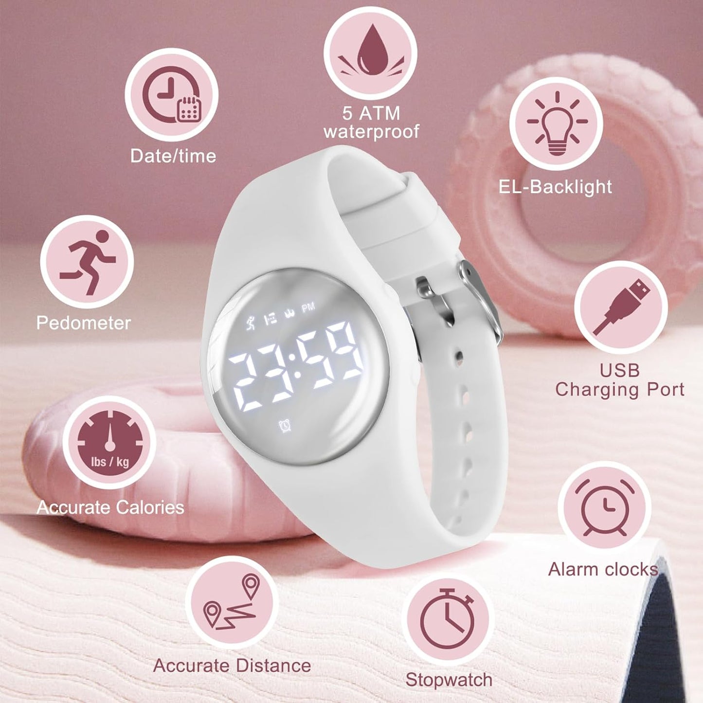 Kids Watches for Girls Boys Digital Sport Watch with Step Counter Pedometer Vibration Alarm Clock, No App Waterproof Fitness Tracker Kids Watch Boys Girls Teens Students Ages 5-16