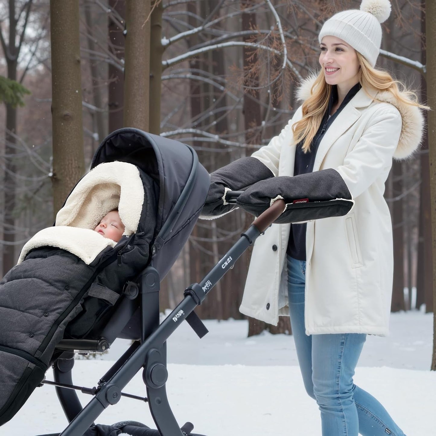 Momcozy Stroller Gloves Warmmuffs | Universal Winter Anti-Freeze Stroller Mittens | Winter Handmuff Stroller Accessories | Ultra-Plush,Weather-Proof | Foldable Adjustable | Shopping Golf Pet Cart