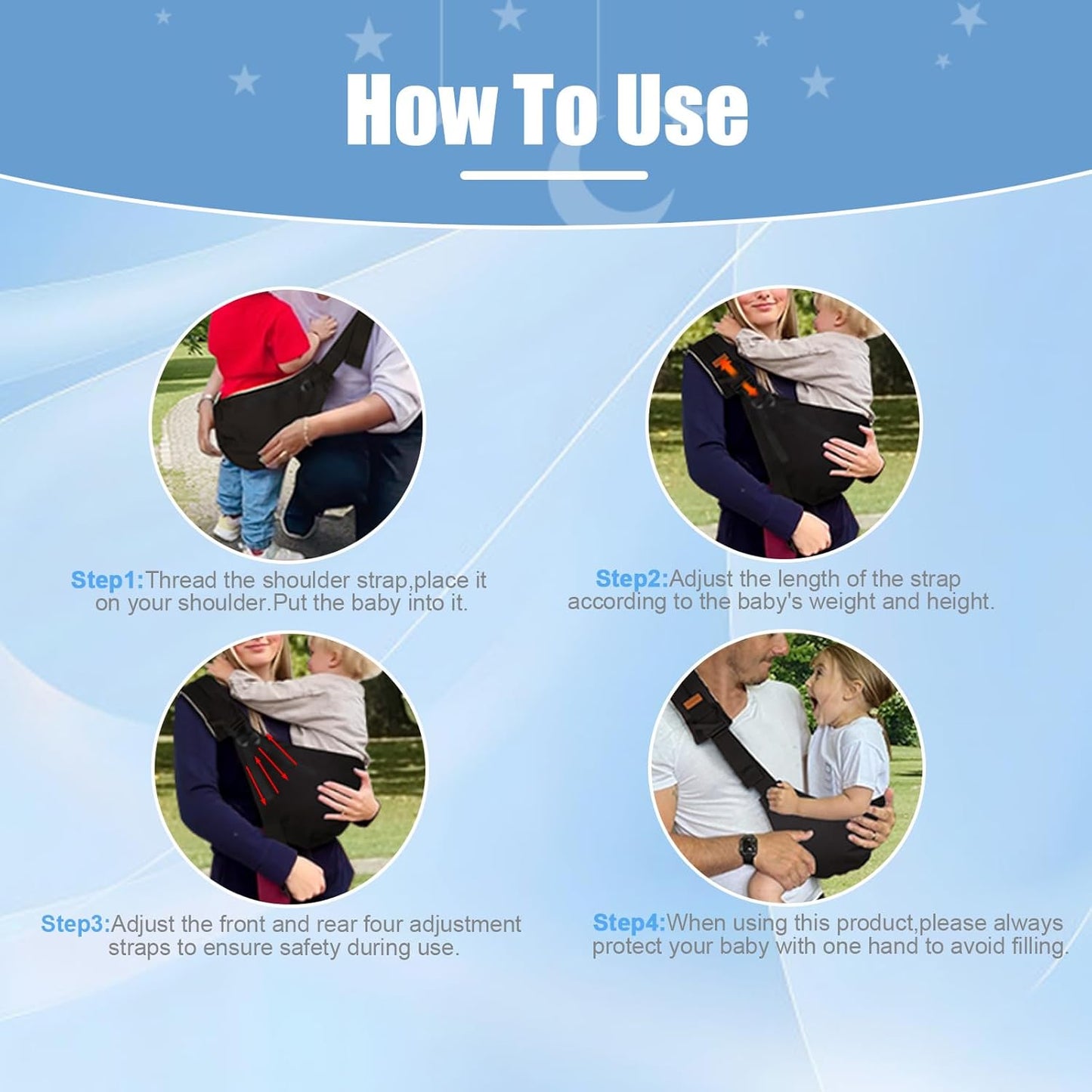 Baby Sling Carrier 2025 Baby Carrier Newborn to Toddler Sling Lightweight Baby Carrier Sling with Adjustable Straps Toddler Carrier Baby Wrap Sling for 10-30 lbs(Black)